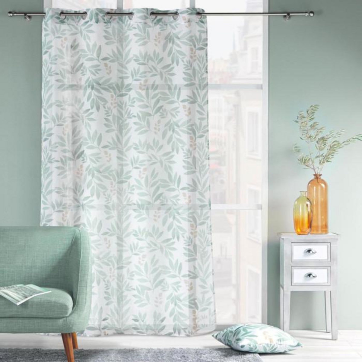 Paris Prix Rideau Voilage à Œillets  Biovana  140x280cm Vert