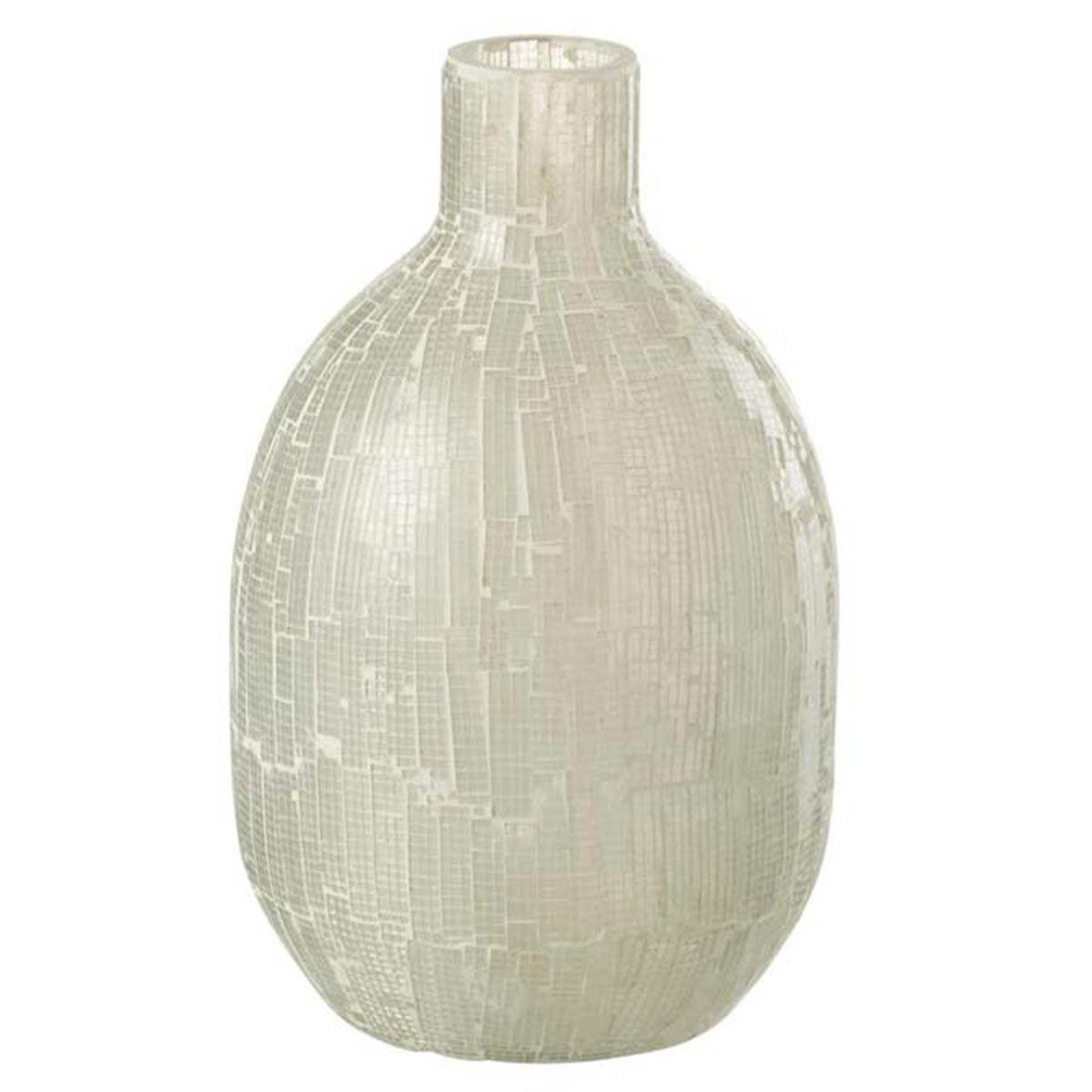 J-LINE Vase design en verre  mosaïque  27cm gris clair