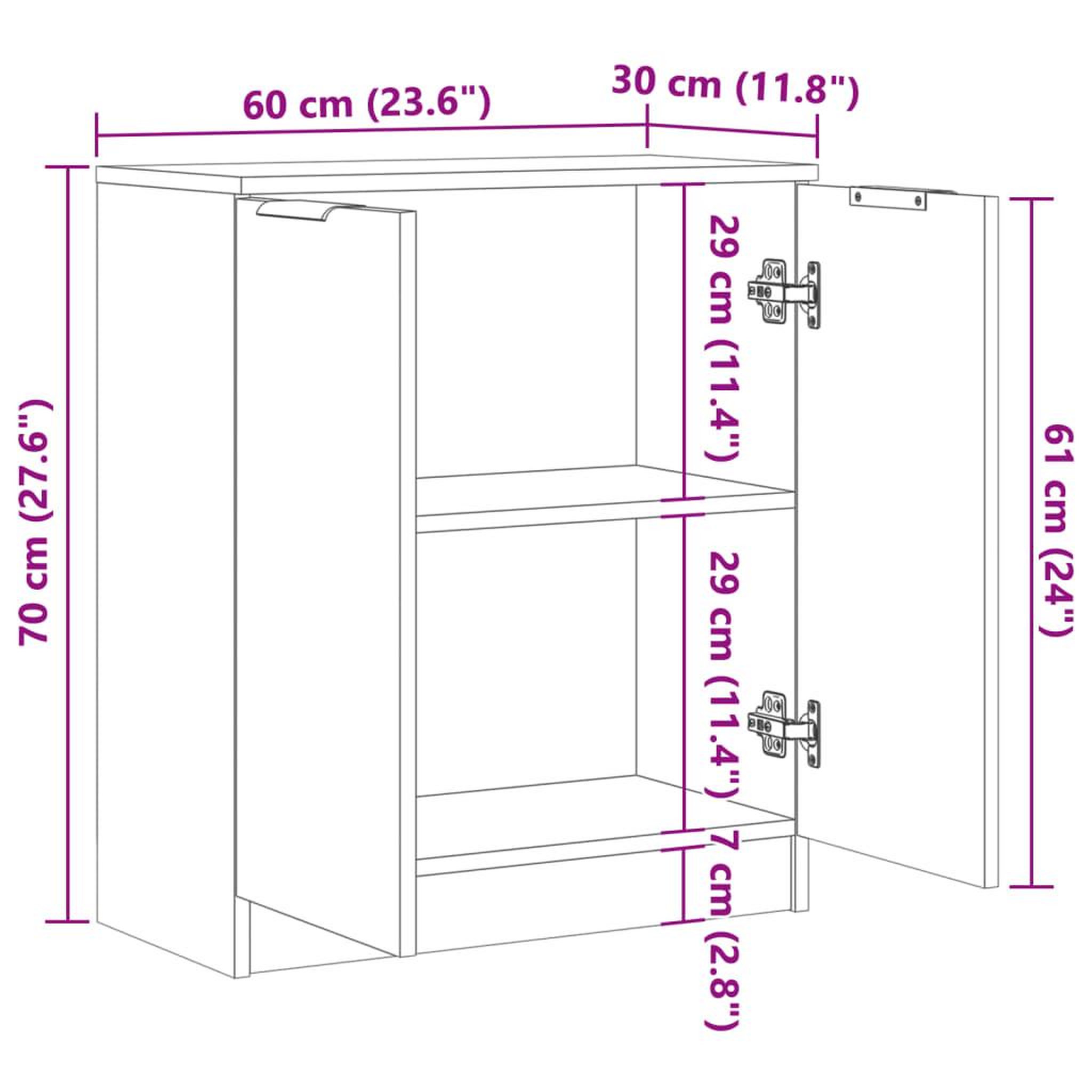 Voir la diapositive 6 : VIDAXL Buffet chene artisanal 60x30x70 cm bois d'ingenierie
