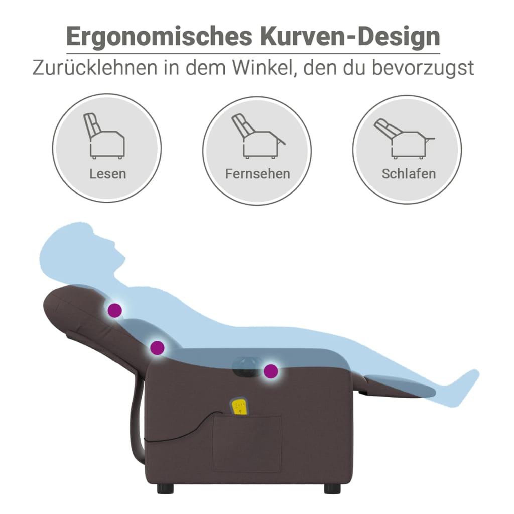 Voir la diapositive 6 : VIDAXL Fauteuil de massage inclinable electrique Marron fonce Tissu