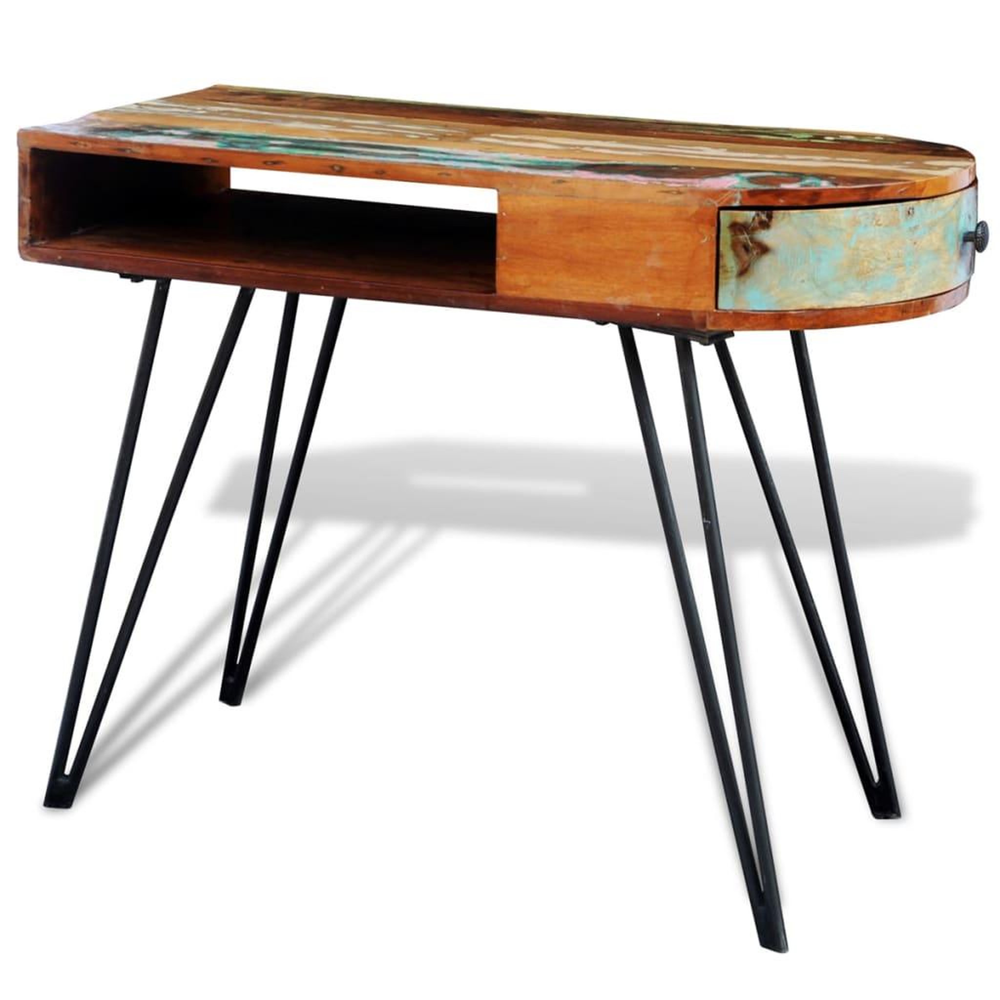Voir la diapositive 5 : VIDAXL Bureau avec pieds en fer bois de recuperation solide