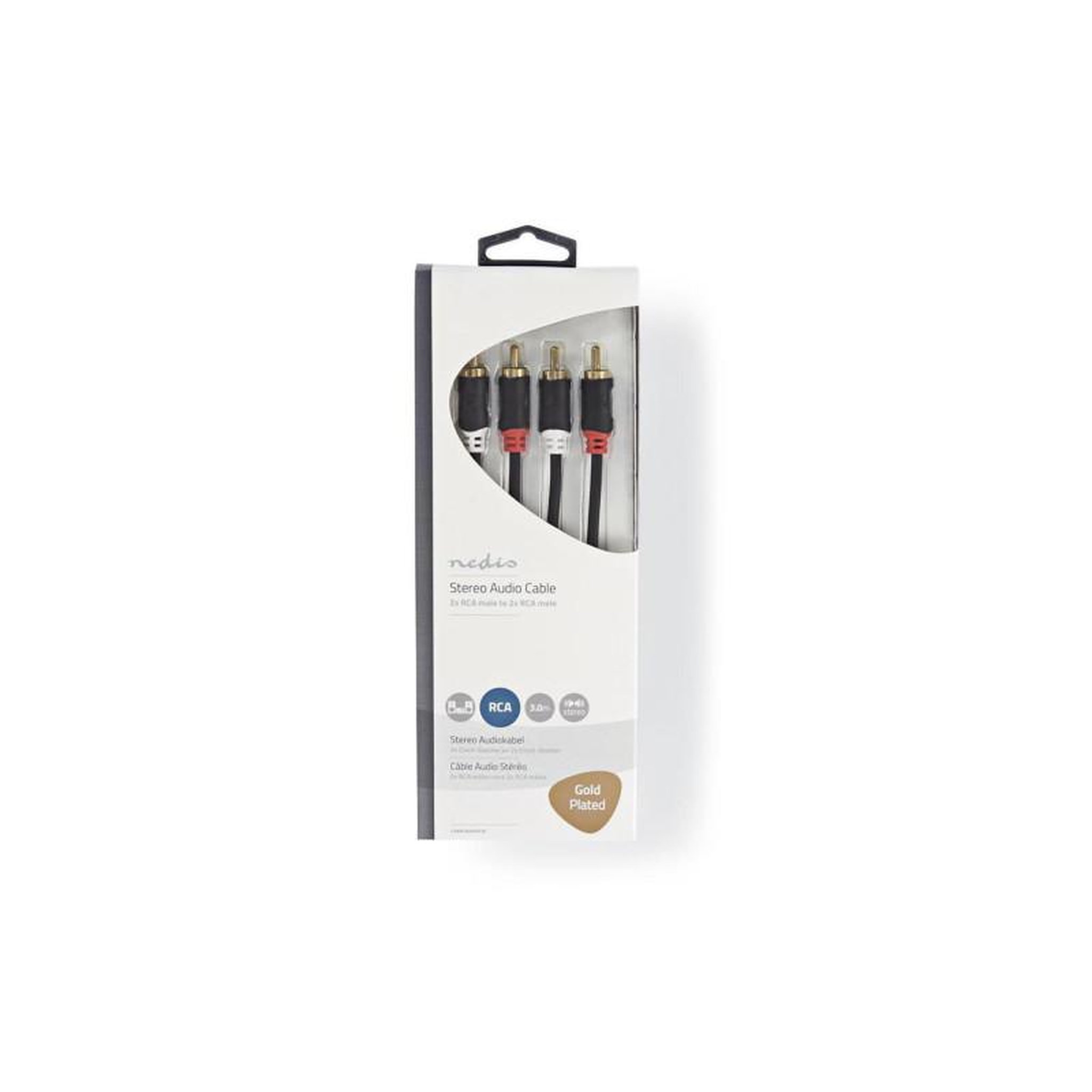 Voir la diapositive 3 : NEDIS Câble audio stéréo | 2x RCA Male | 2x RCA Male | Plaqué or | 3.00 m | R NEDIS - CABW24200AT30
