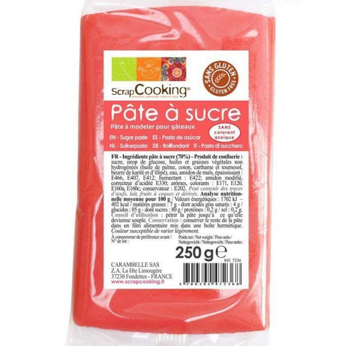 AUCHAN Pâte à sucre rouge 250g pas cher 