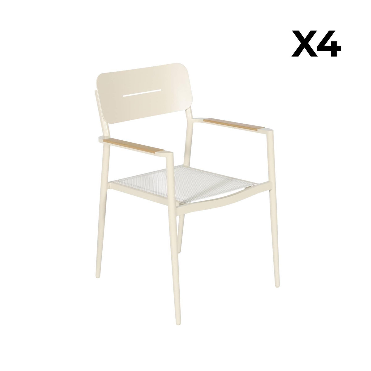 SWEEEK Lot de 4 fauteuils de jardin aluminium et textilène - Fira