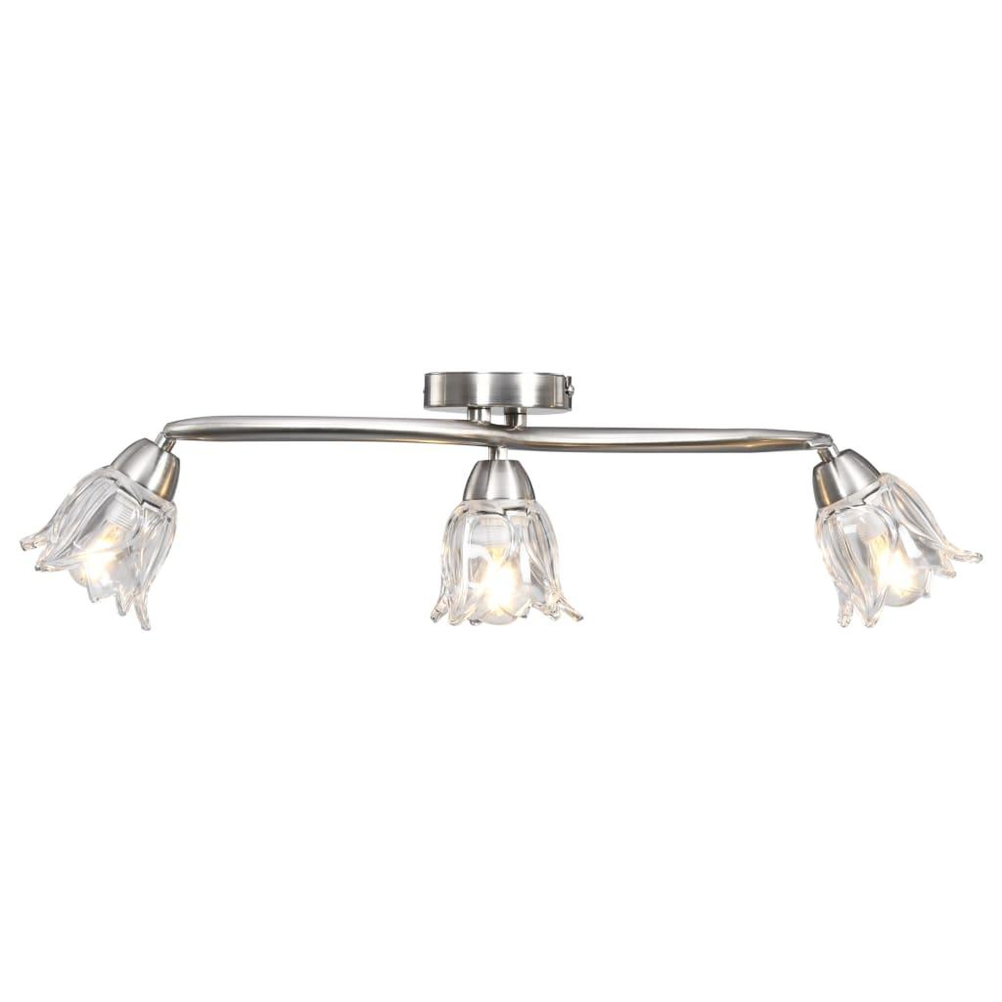 Voir la diapositive 2 : VIDAXL Plafonnier et abat-jour verre transparent 3 ampoules E14 Tulipe