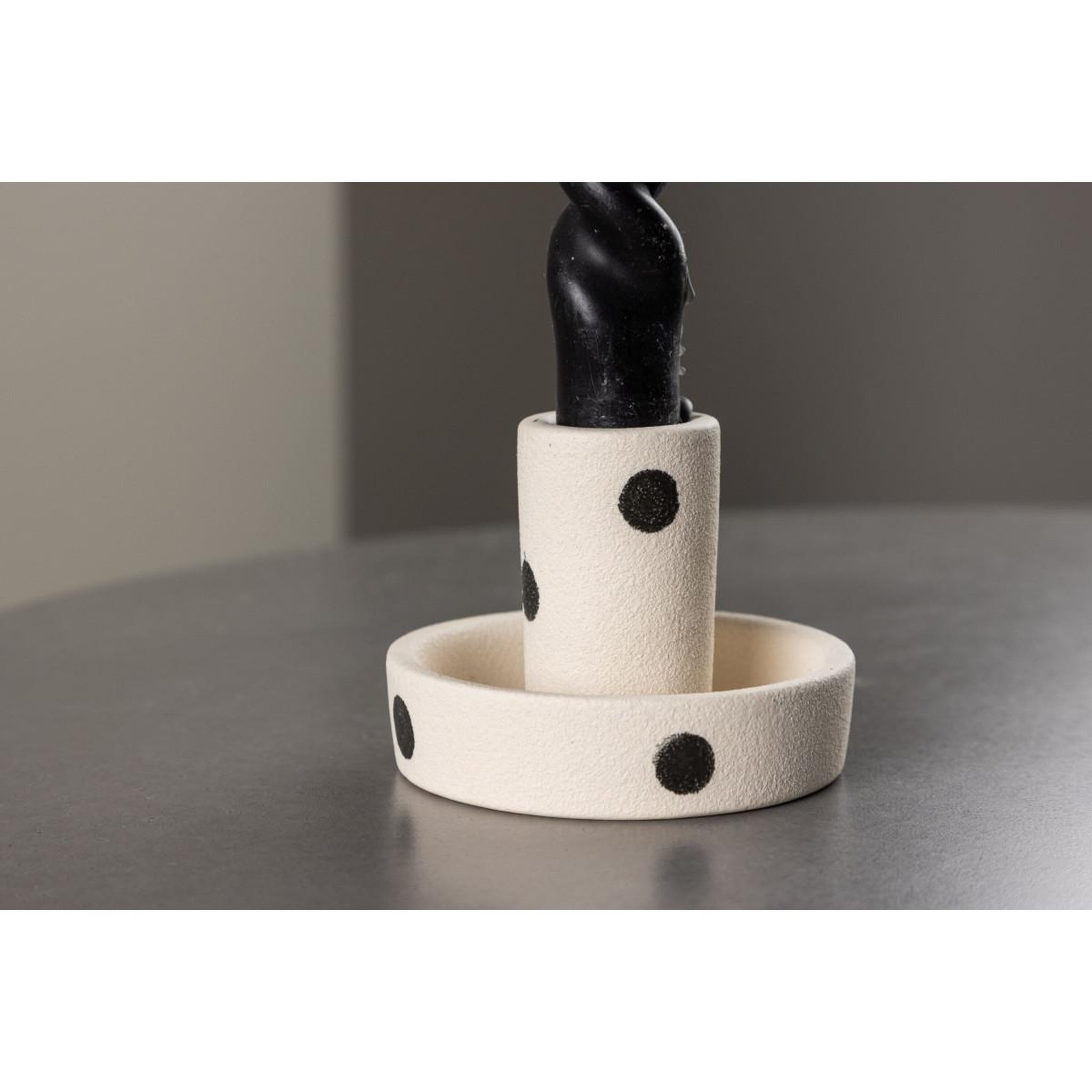 Voir la diapositive 3 : Paris Prix Bougeoir design en argile  ceco  11cm blanc & noir