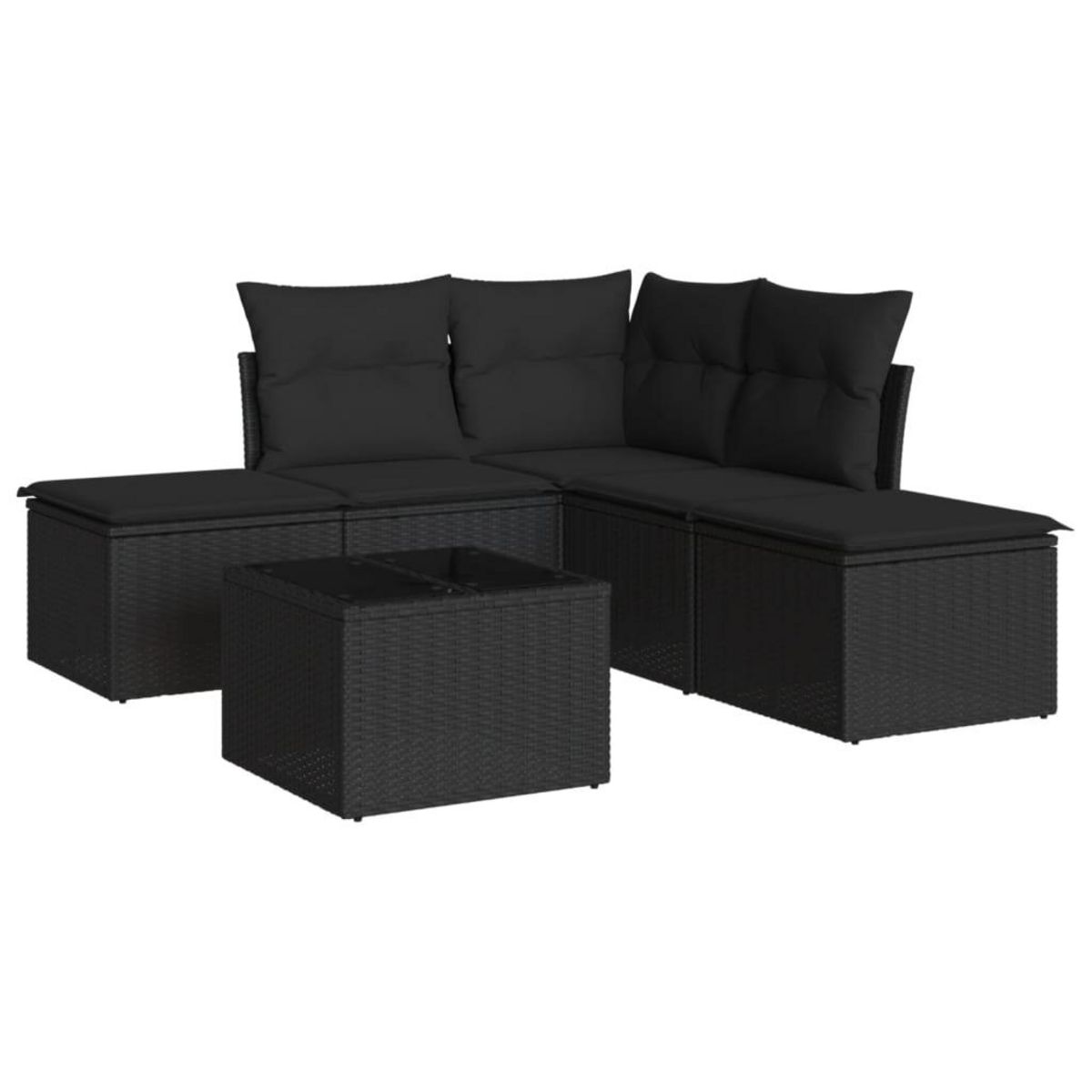 VIDAXL Salon de jardin 6 pcs avec coussins noir resine tressee