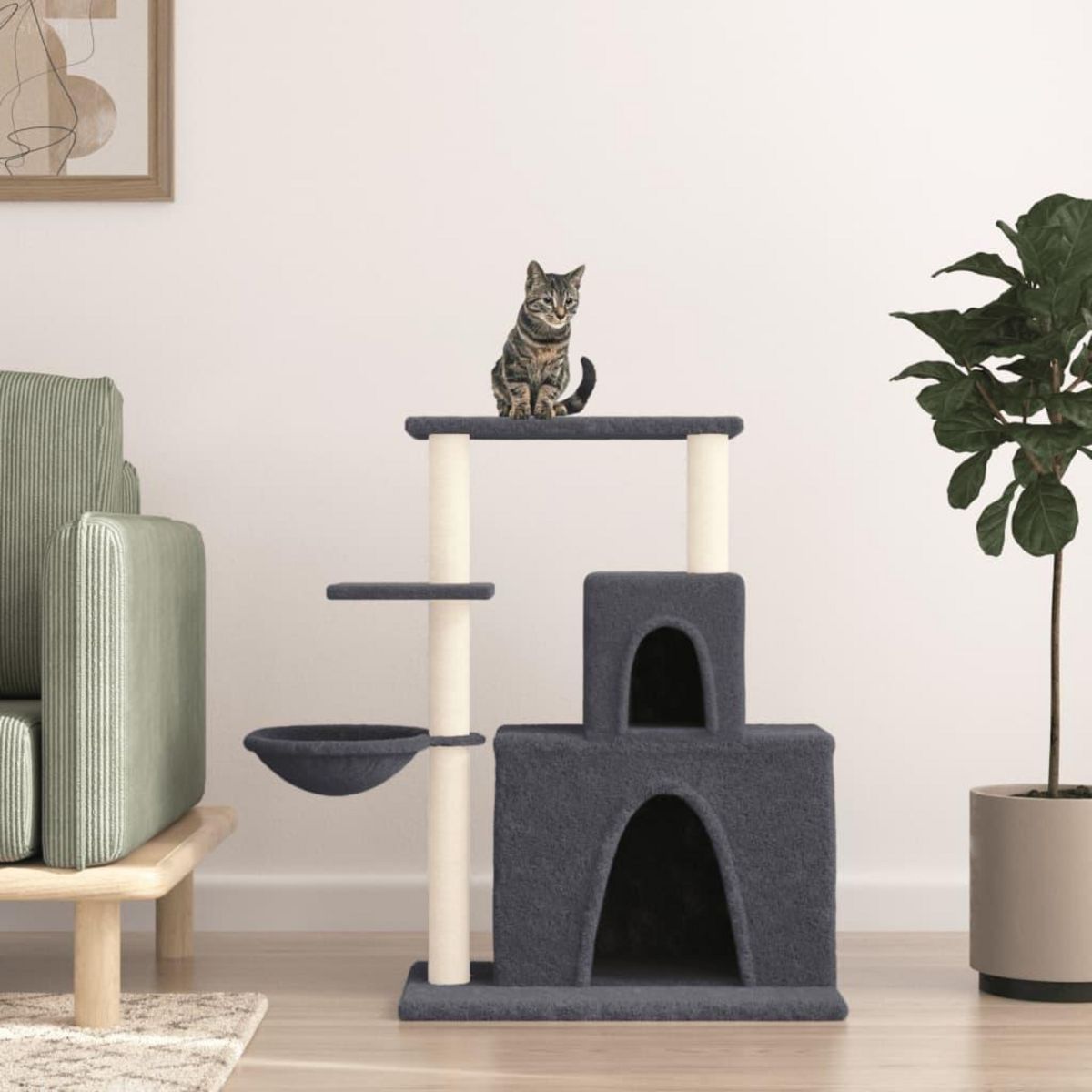 VIDAXL Arbre a chat avec griffoirs en sisal Gris fonce 83 cm