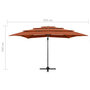 Voir la diapositive 6 : VIDAXL Parasol de jardin a 4 niveaux avec mat en aluminium terre cuite