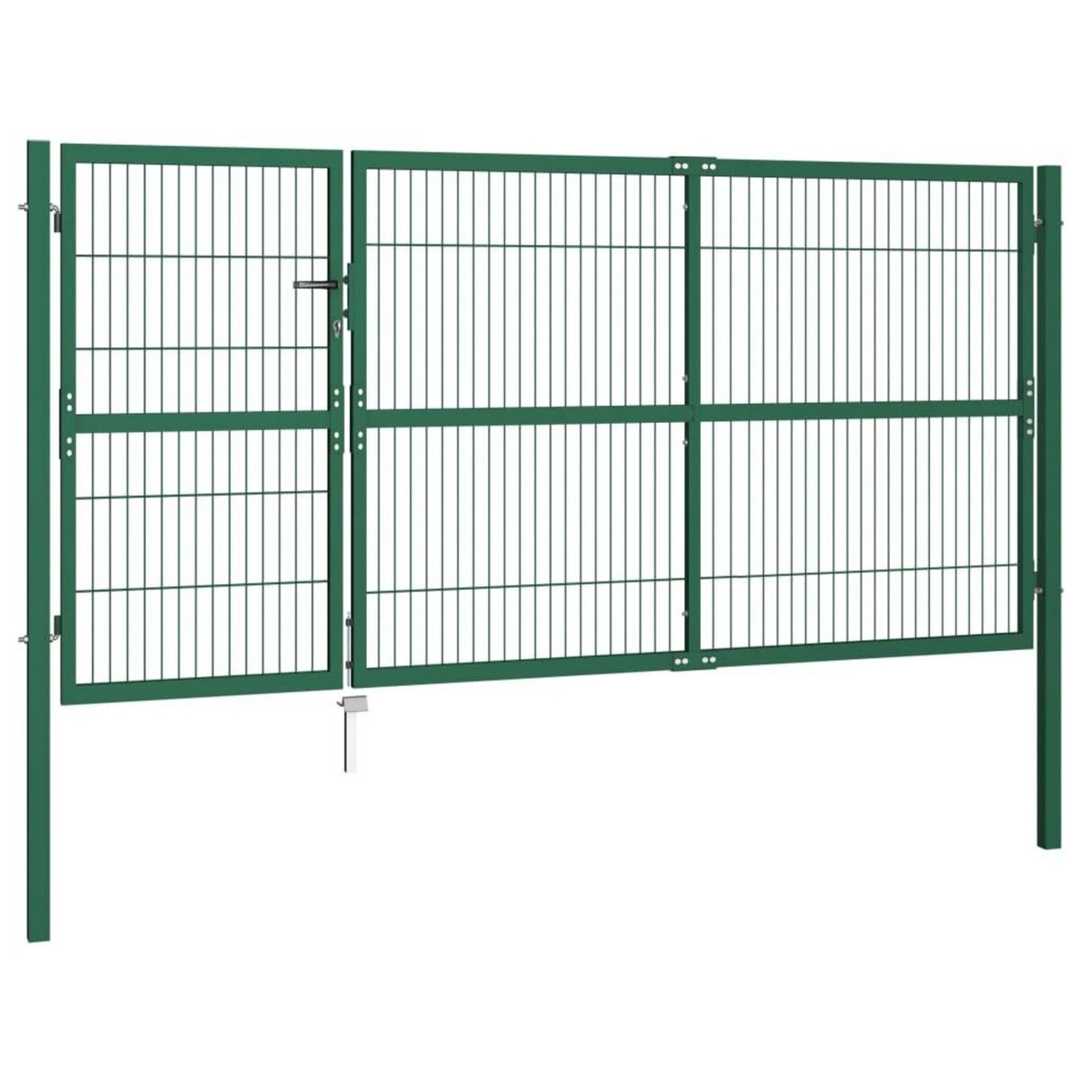 VIDAXL Portail de cloture de jardin avec poteaux 350x140 cm Acier Vert