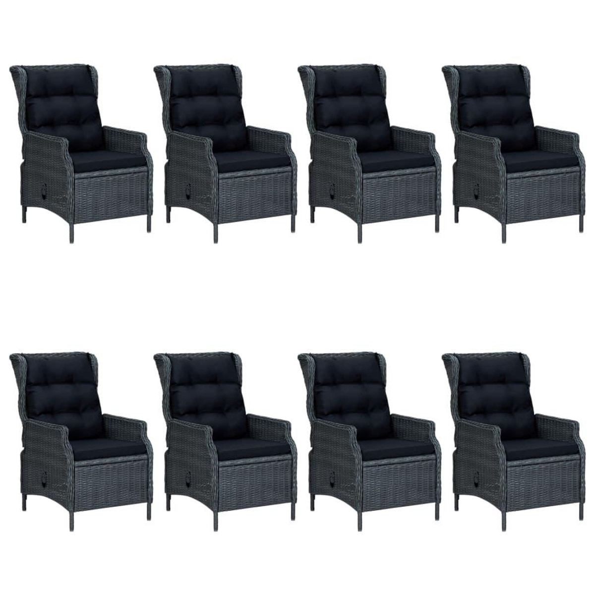 VIDAXL Ensemble a manger de jardin 9 pcs Gris fonce