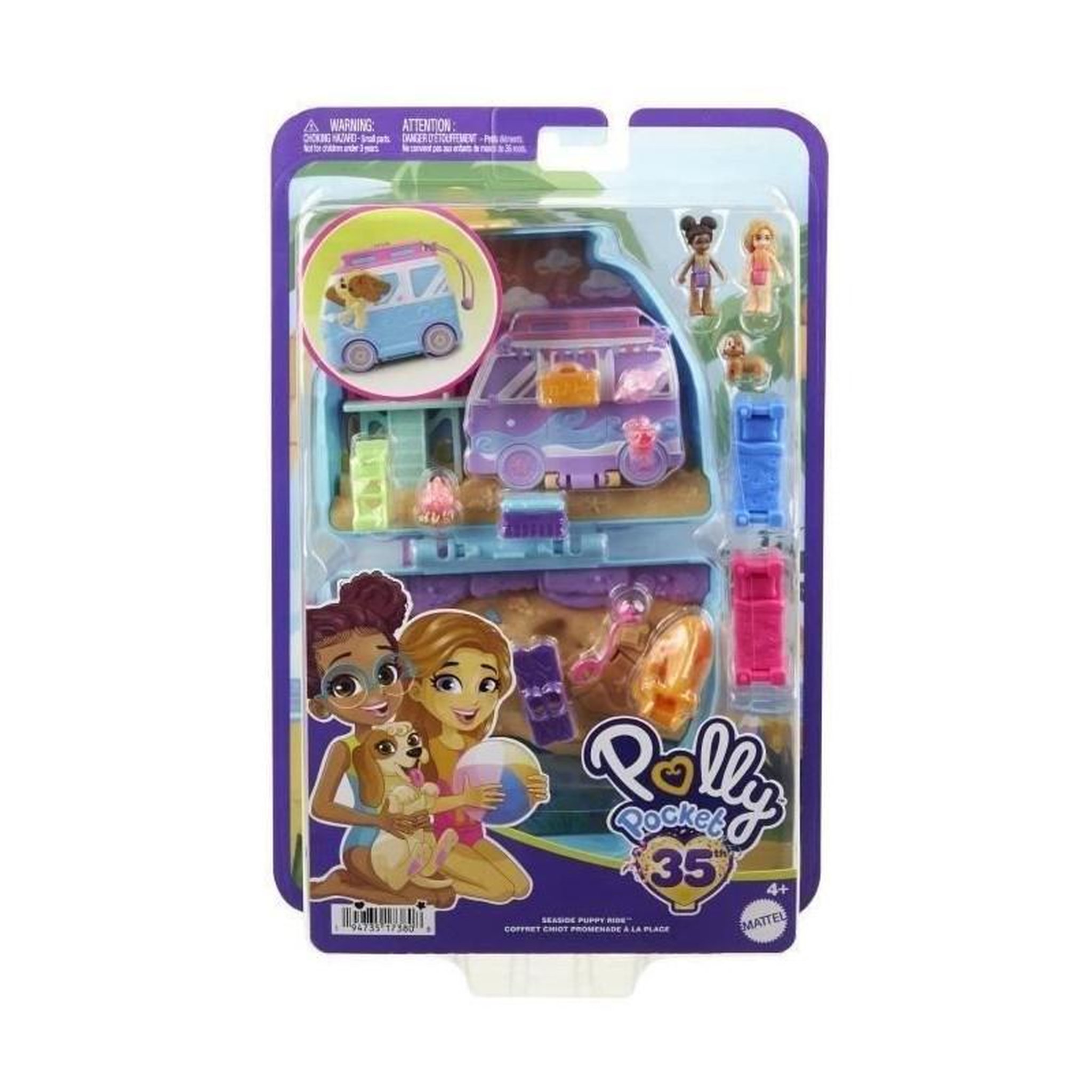 Voir la diapositive 2 : POLLY POCKET COFFRET CHIOT A LA PLAGE - POLLY POCKET - HRD36 - MINI POUPEE POLLY POCKET COFFRET COMPACT