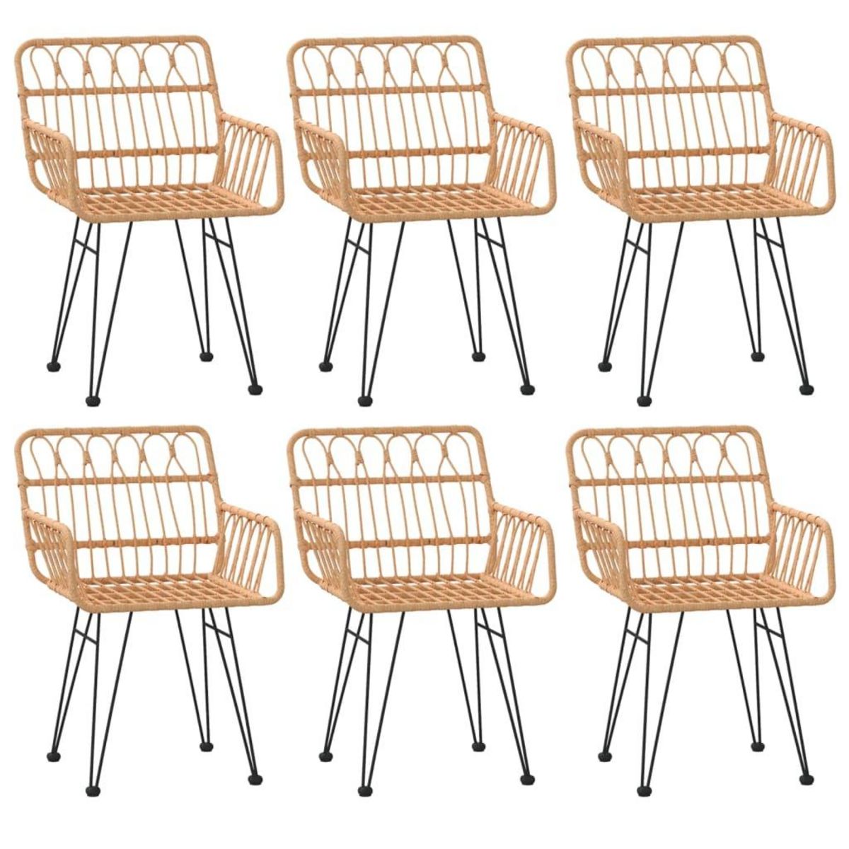 VIDAXL Ensemble a manger de jardin 7 pcs Resine tressee