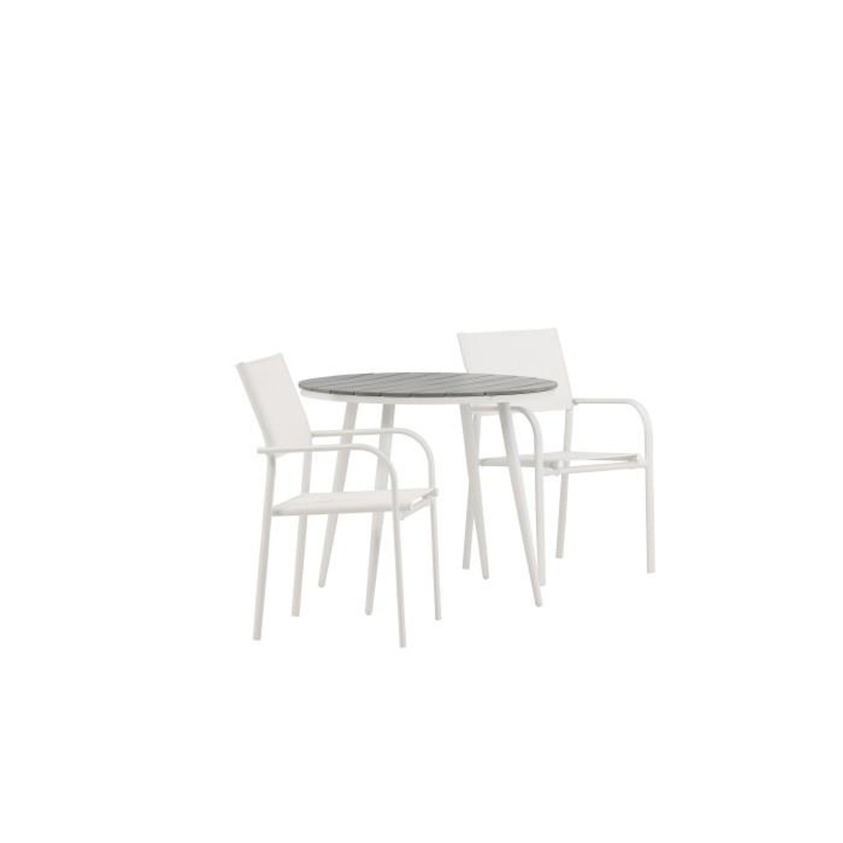 Paris Prix Ensemble Table de Jardin & 2 Chaises  Break & Santorini  90cm Gris & Blanc