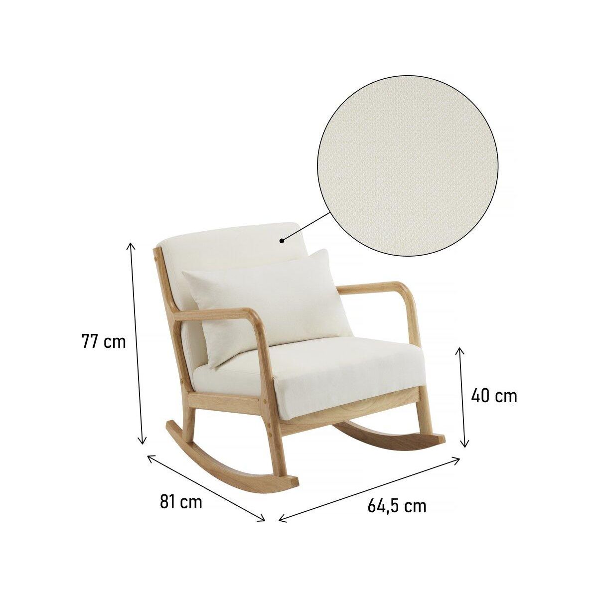 Habitat et Jardin Fauteuil à bascule style scandinave bouclette et bois   Clinton   - Beige