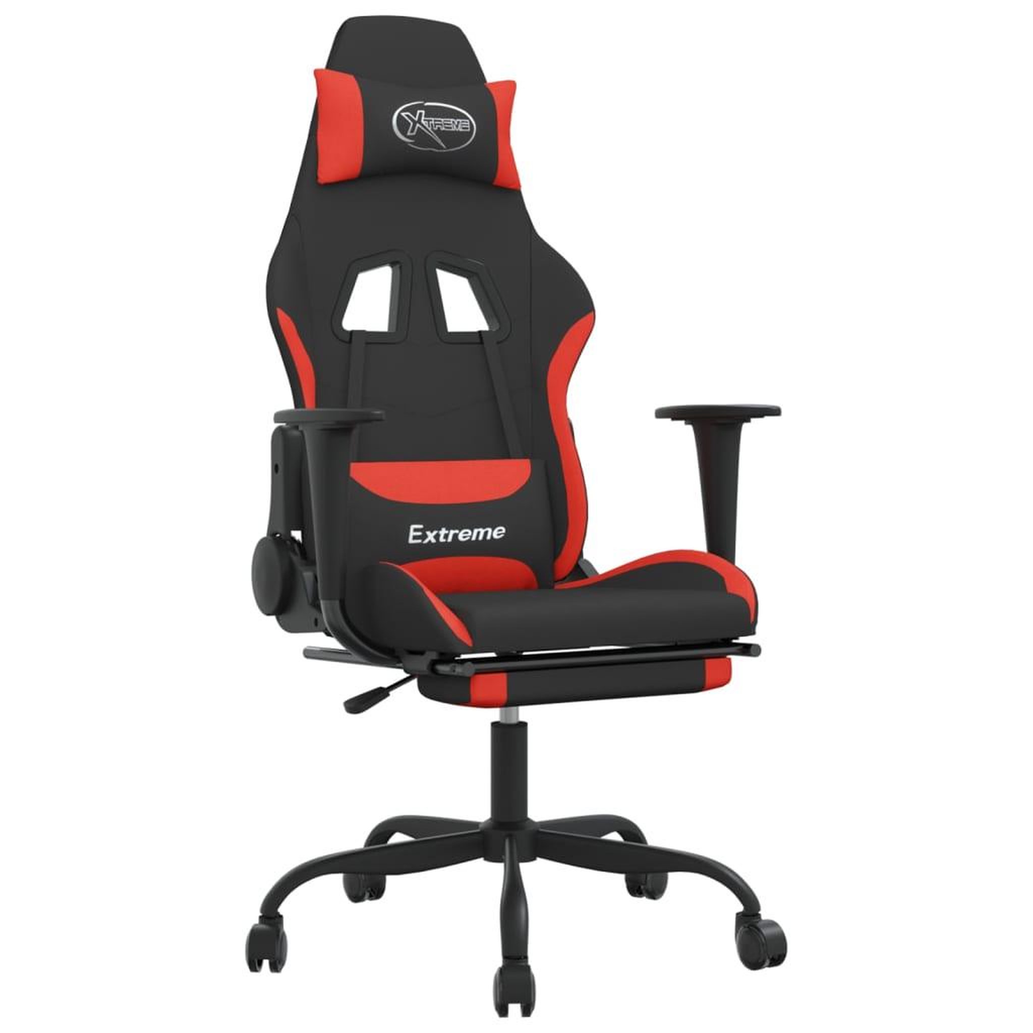 Voir la diapositive 2 : VIDAXL Chaise de jeu de massage avec repose-pied Noir et rouge Tissu
