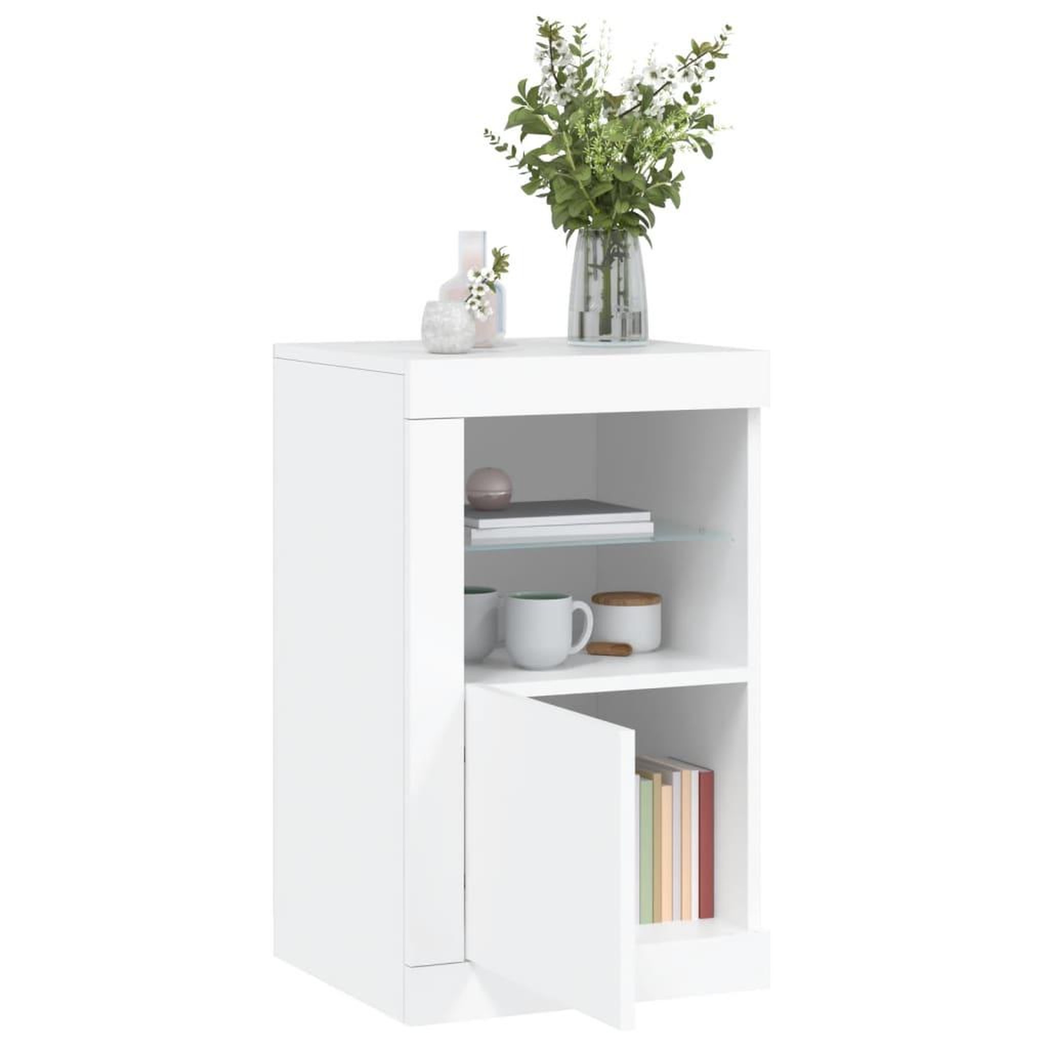 Voir la diapositive 5 : VIDAXL Armoire laterale avec eclairage LED blanc bois d'ingenierie