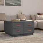 VIDAXL Table basse Gris 80x80x45 cm Bois massif de pin