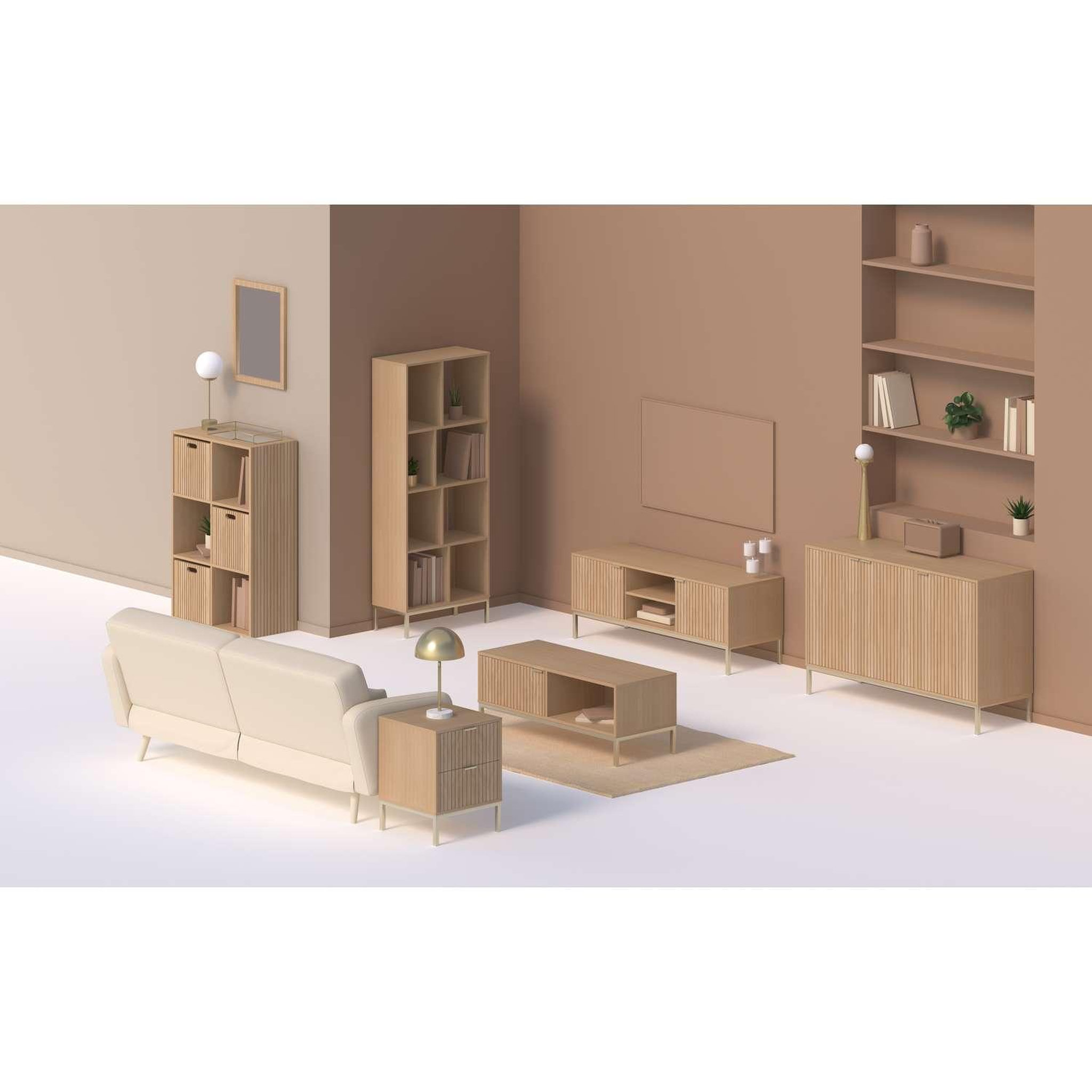 Voir la diapositive 2 : FIVE Table basse 1 tiroir en bois tasso - marron