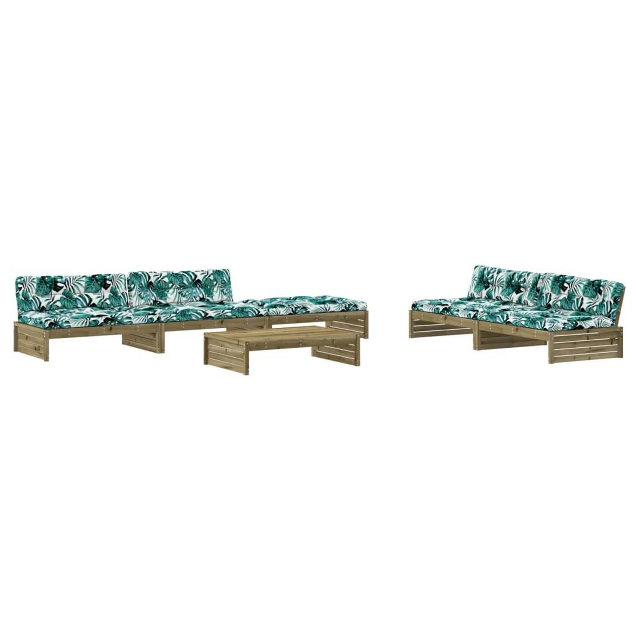 Voir la diapositive 2 : VIDAXL Salon de jardin 6 pcs avec coussins bois de pin impregne
