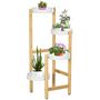 Voir la diapositive 4 : OUTSUNNY Support à fleurs style scandinave 4 niveaux - porte plante 4 étagères - bois bambou verni métal blanc