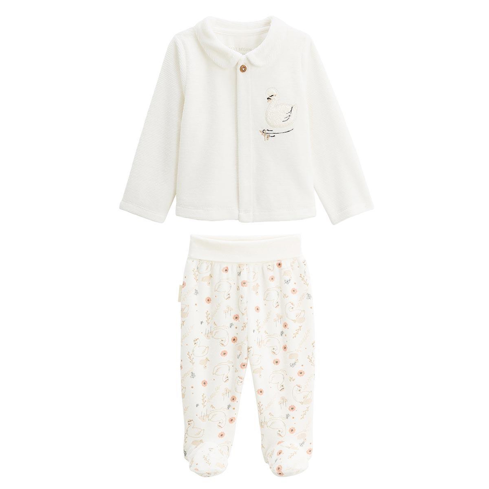 Voir la diapositive 1 : Petit Béguin Ensemble gilet et pantalon bébé en velours Perle