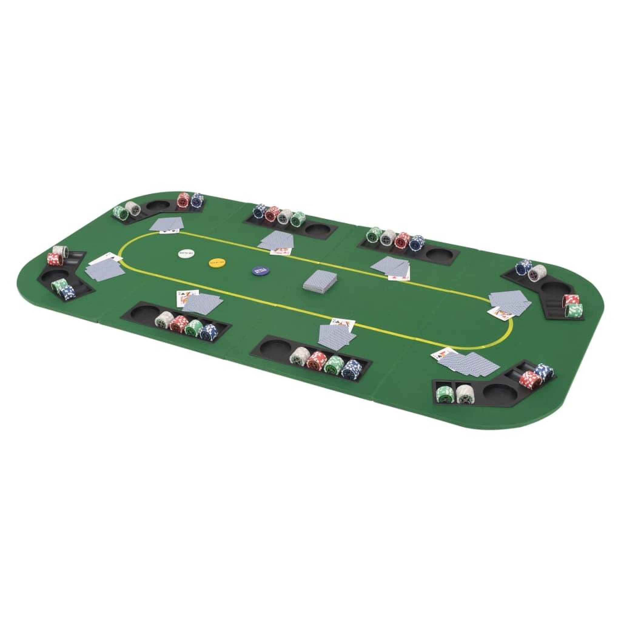 Voir la diapositive 1 : VIDAXL Dessus de table de poker 8 joueurs 4 plis rectangulaire Vert