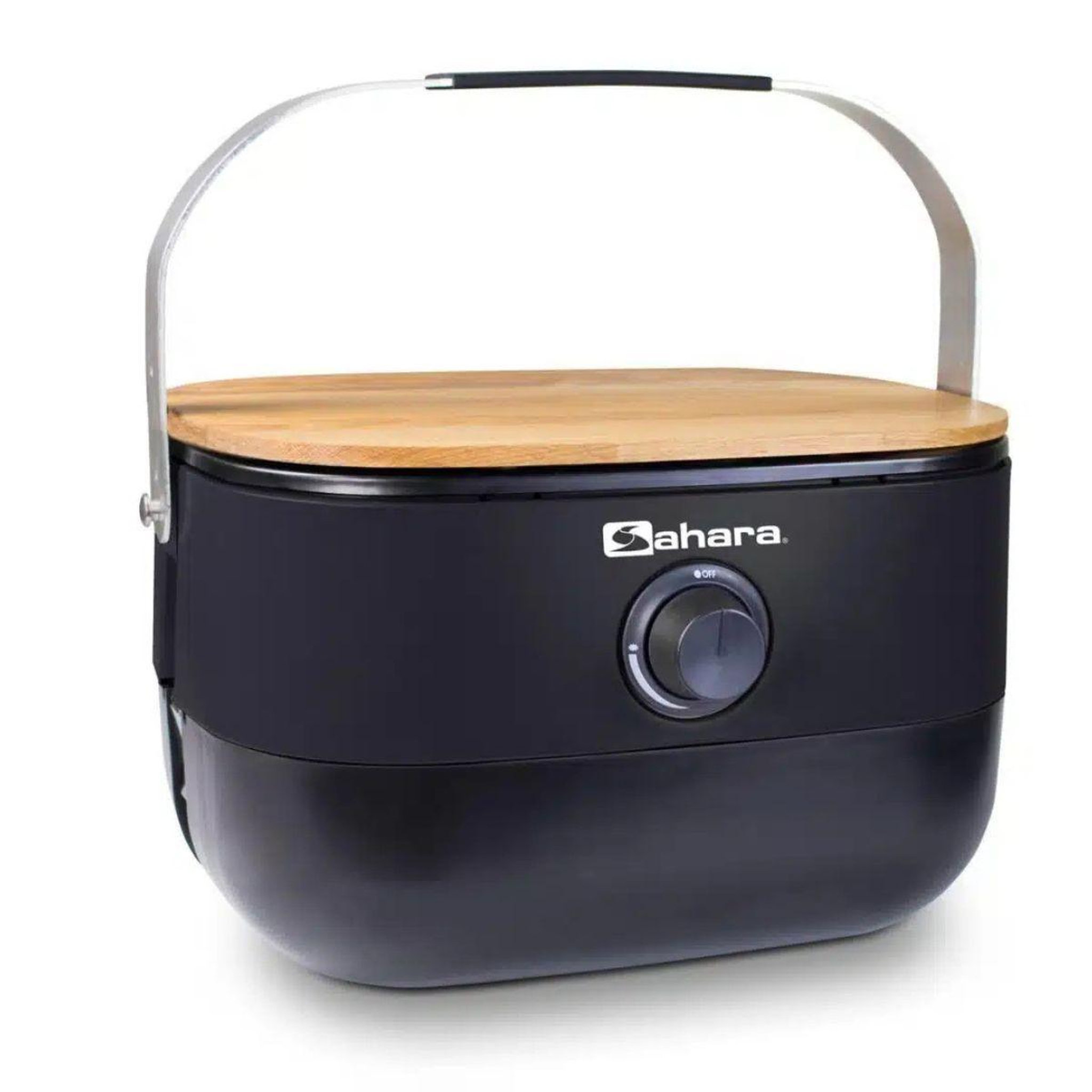 SAHARA Barbecue à gaz portable compact 2,7kw grille en fonte mini barbecue de table noir planche à découper bois 2 à 4 personnes sahara