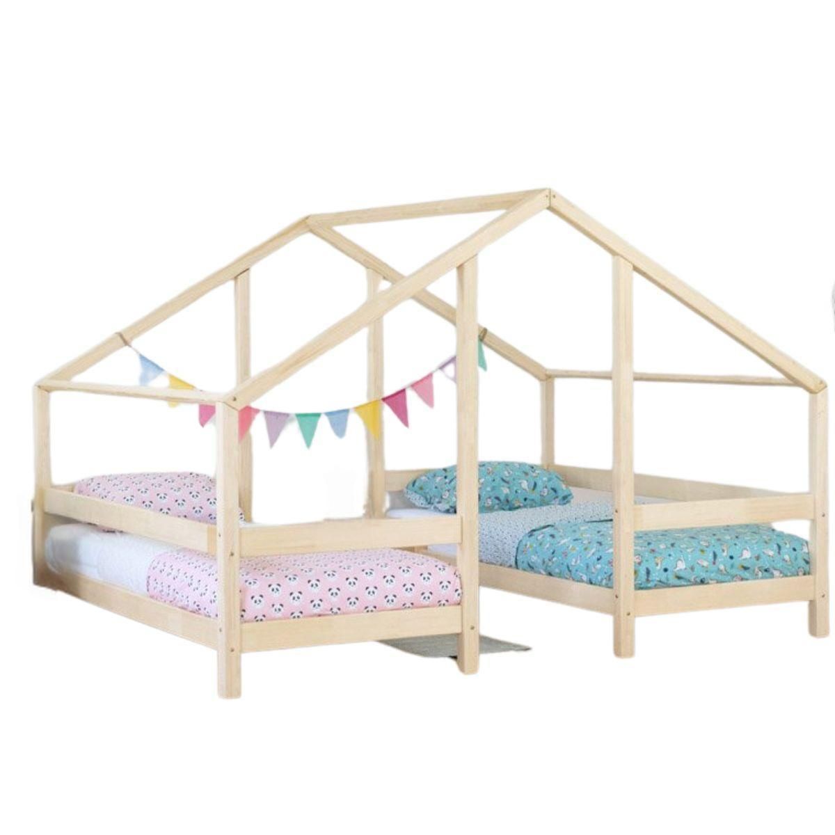 BENLEMI Lit cabane 2 couchages VILLY 90x160cm