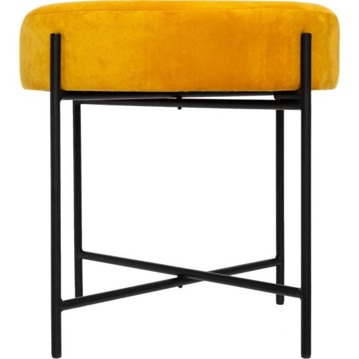 ATMOSPHERA Tabouret Rond en Velours  Arty  47cm Ocre
