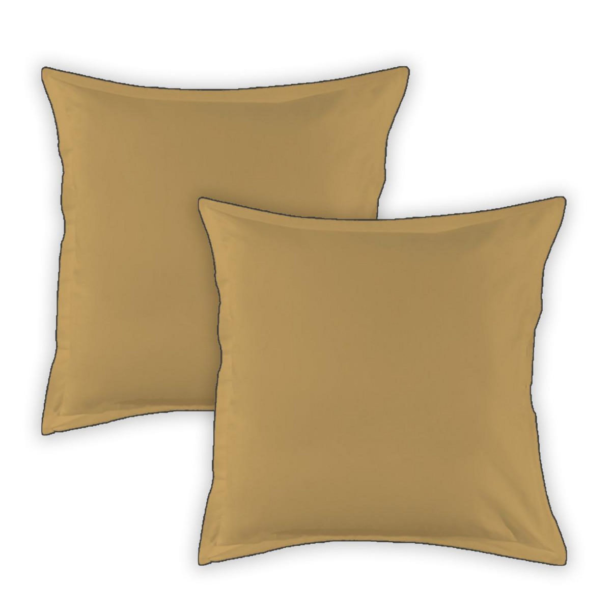 FUTURE HOME Lot de 2 taies d'oreiller unies en coton finition bourdon