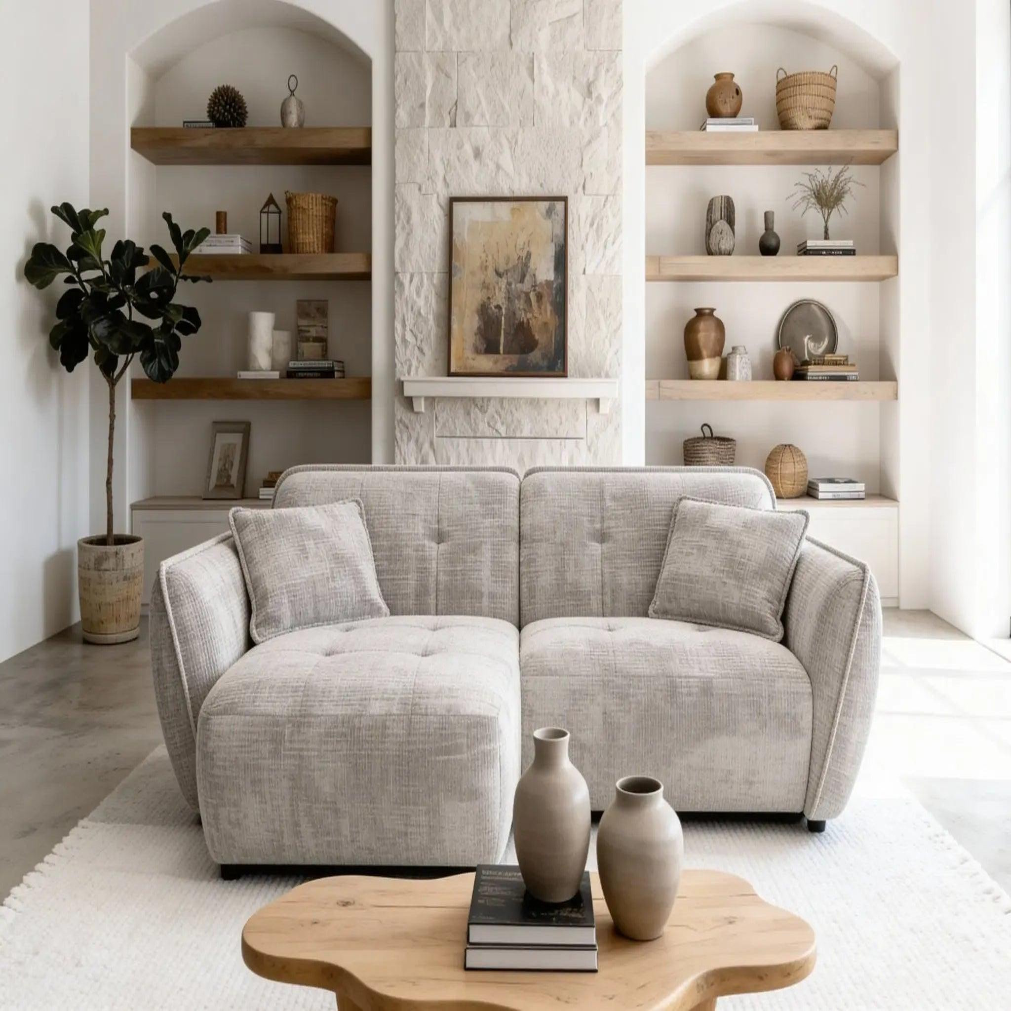 Voir la diapositive 3 : CASANOVA PARIS Mona - canapé d'angle tissu chenille 4 places droit