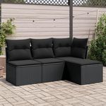 VIDAXL Salon de jardin 4 pcs avec coussins noir resine tressee