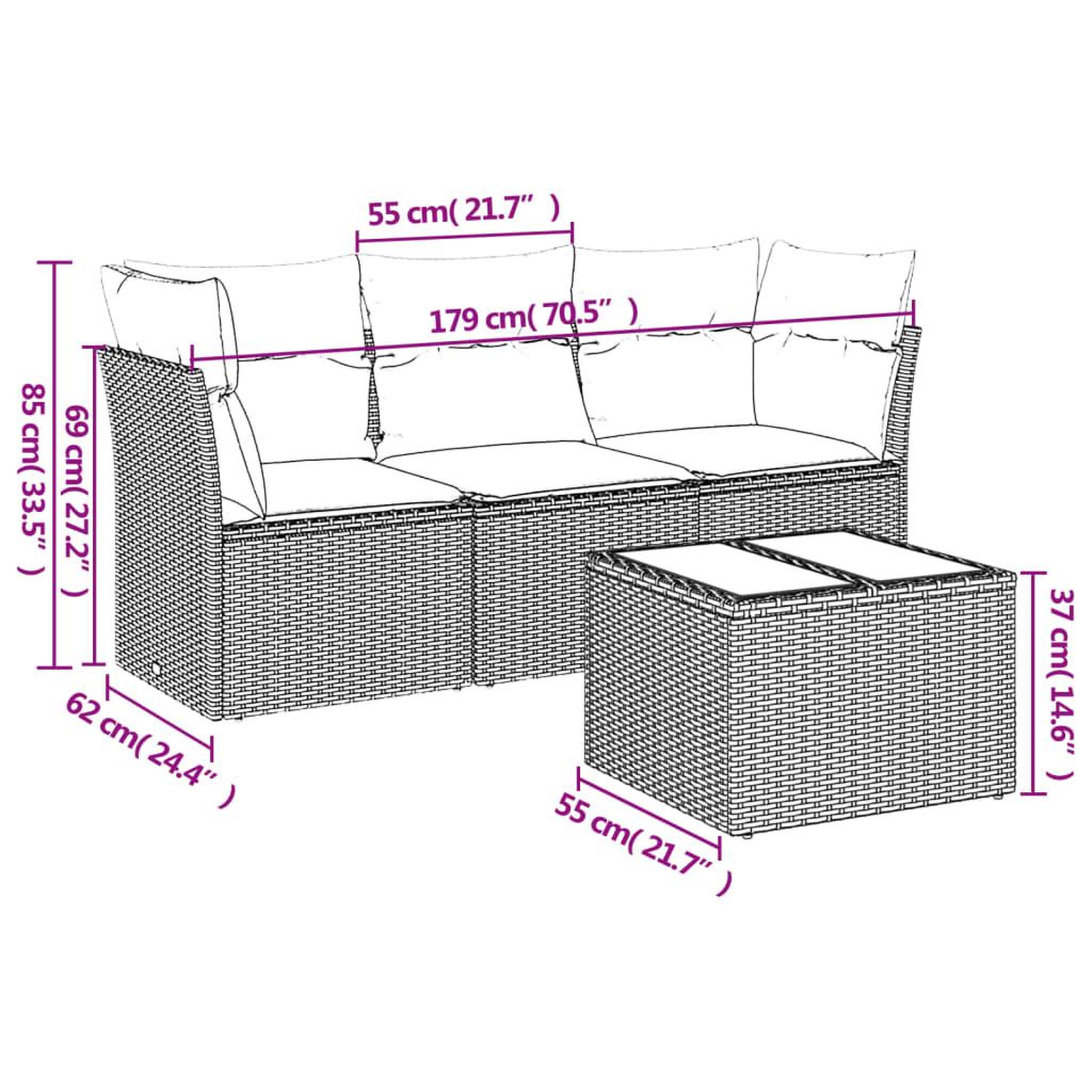 Voir la diapositive 3 : VIDAXL Salon de jardin 4 pcs avec coussins noir resine tressee