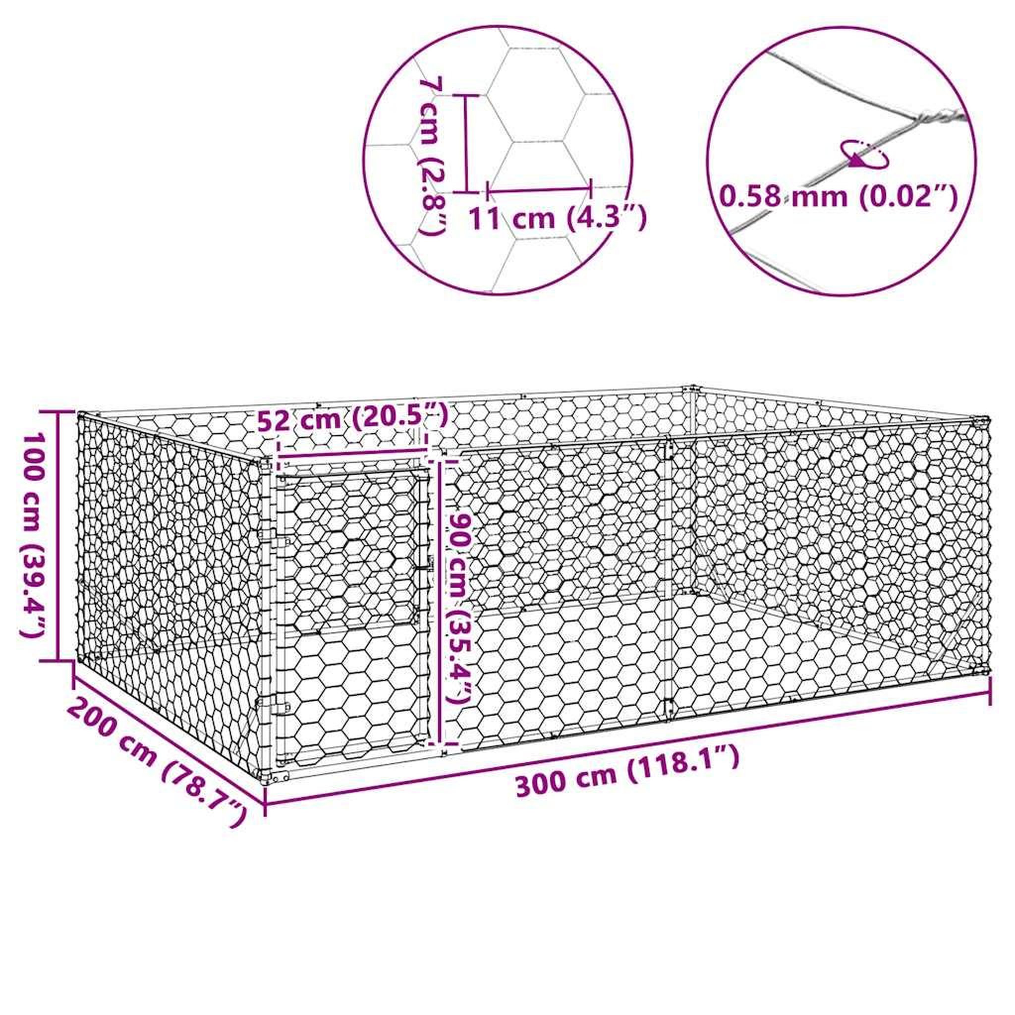 Voir la diapositive 6 : VIDAXL Chenil d'exterieur pour chiens porte 3x2x1 m acier galvanise