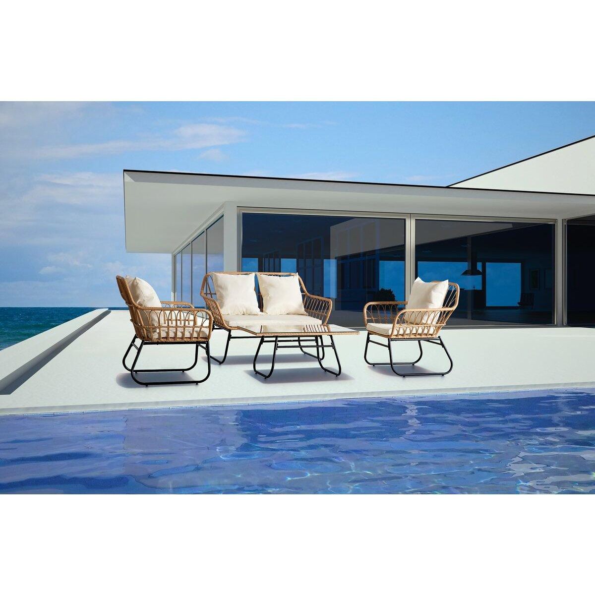 Habitat et Jardin Salon de jardin rotin  Melo  - 4 personnes - Blanc/Marron