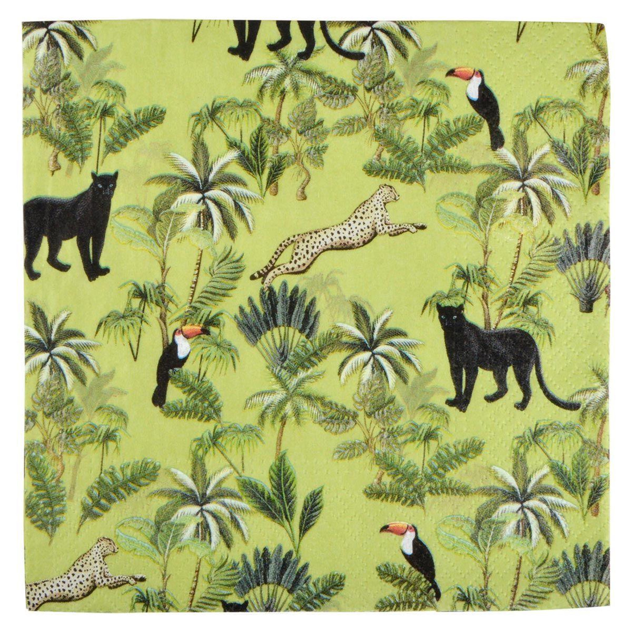 HOMEA Lot de 20 serviettes en papier  palmeraie  33x33cm vert