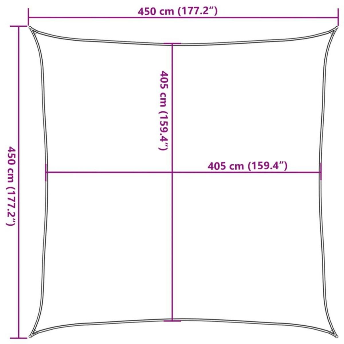 VIDAXL Voile d'ombrage 160 g/m^2 Anthracite 4,5x4,5 m PEHD