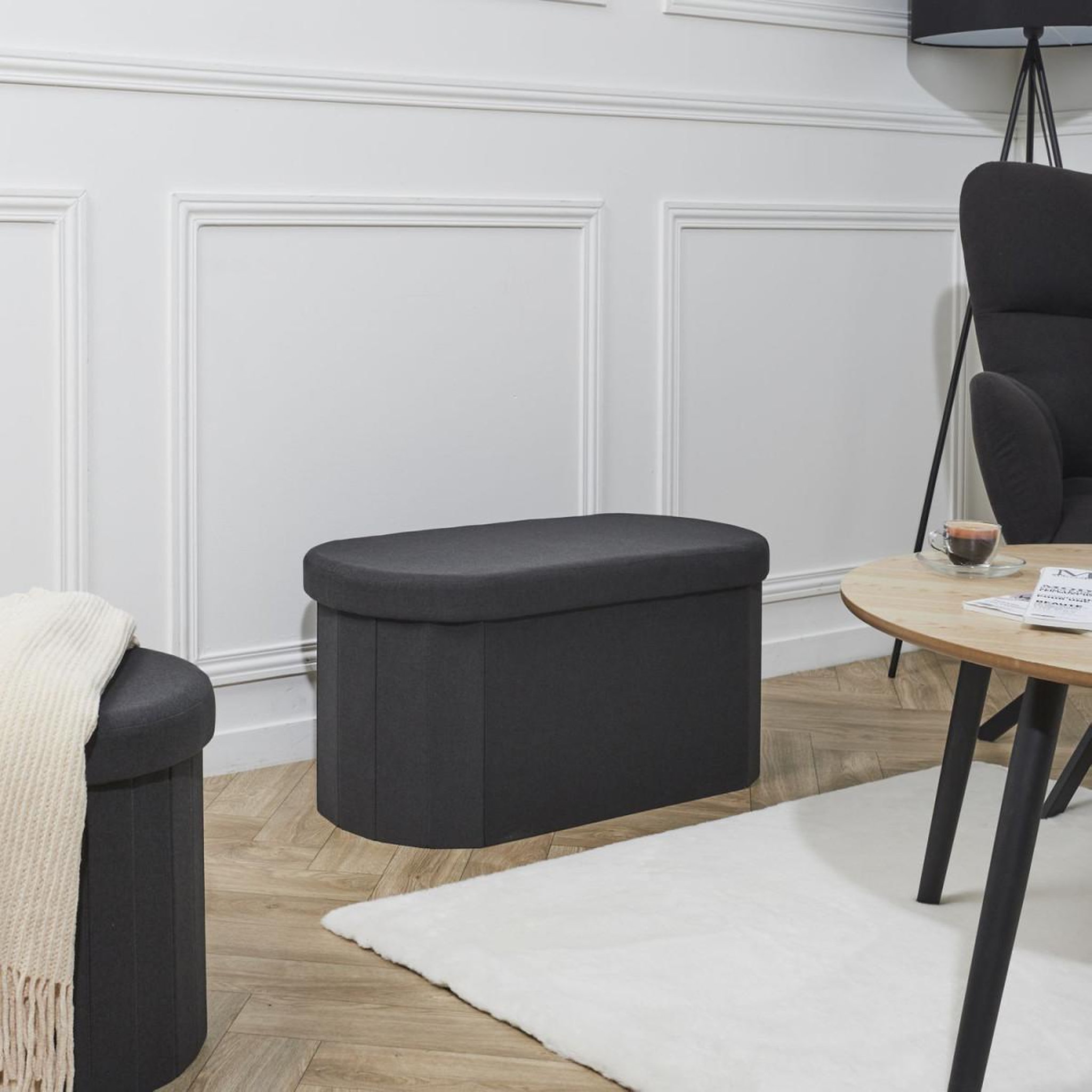 Voir la diapositive 5 : The Home Deco Factory Banc coffre pliable  pills  76cm noir