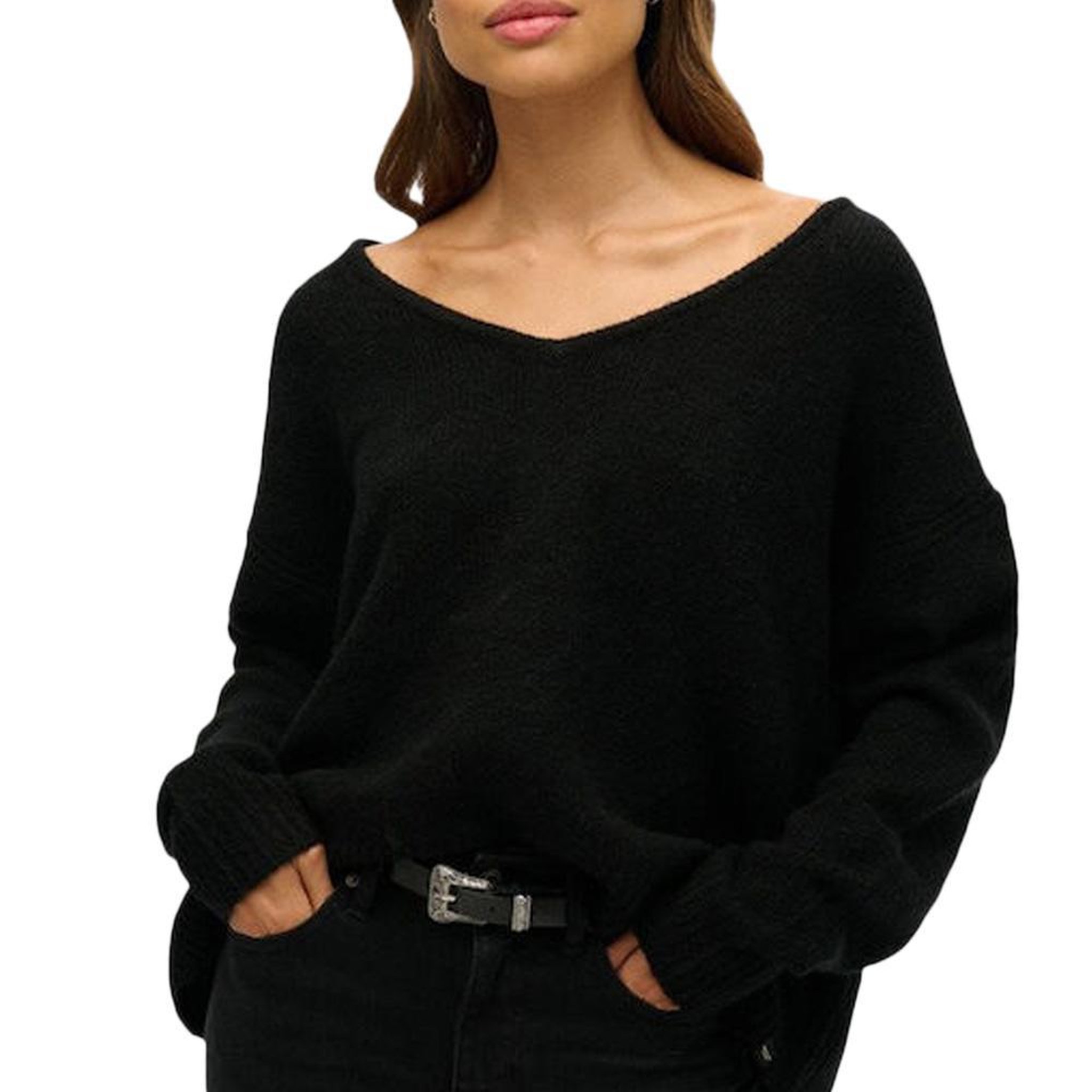 SUPERDRY Pull Noir Femme Superdry Oversized. Coloris disponibles : Noir