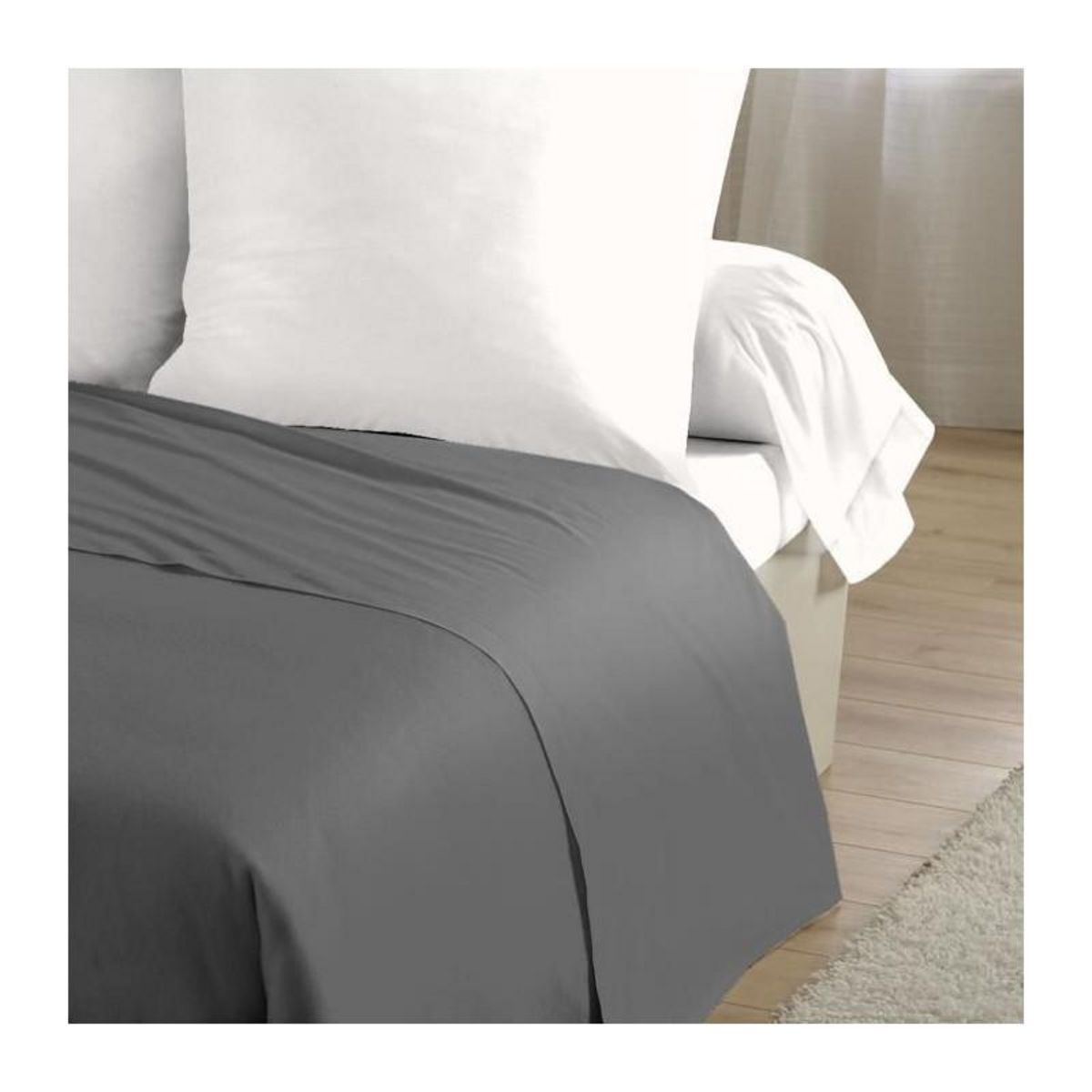 HOME LINGE PASSION Drap plat - HOME LINGE PASSION - 180 x 290 cm - 1 personne - Anthracite