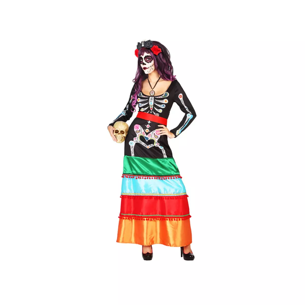 ATOSA Costume - Robe Longue - Dia De Los Muertos - M/L