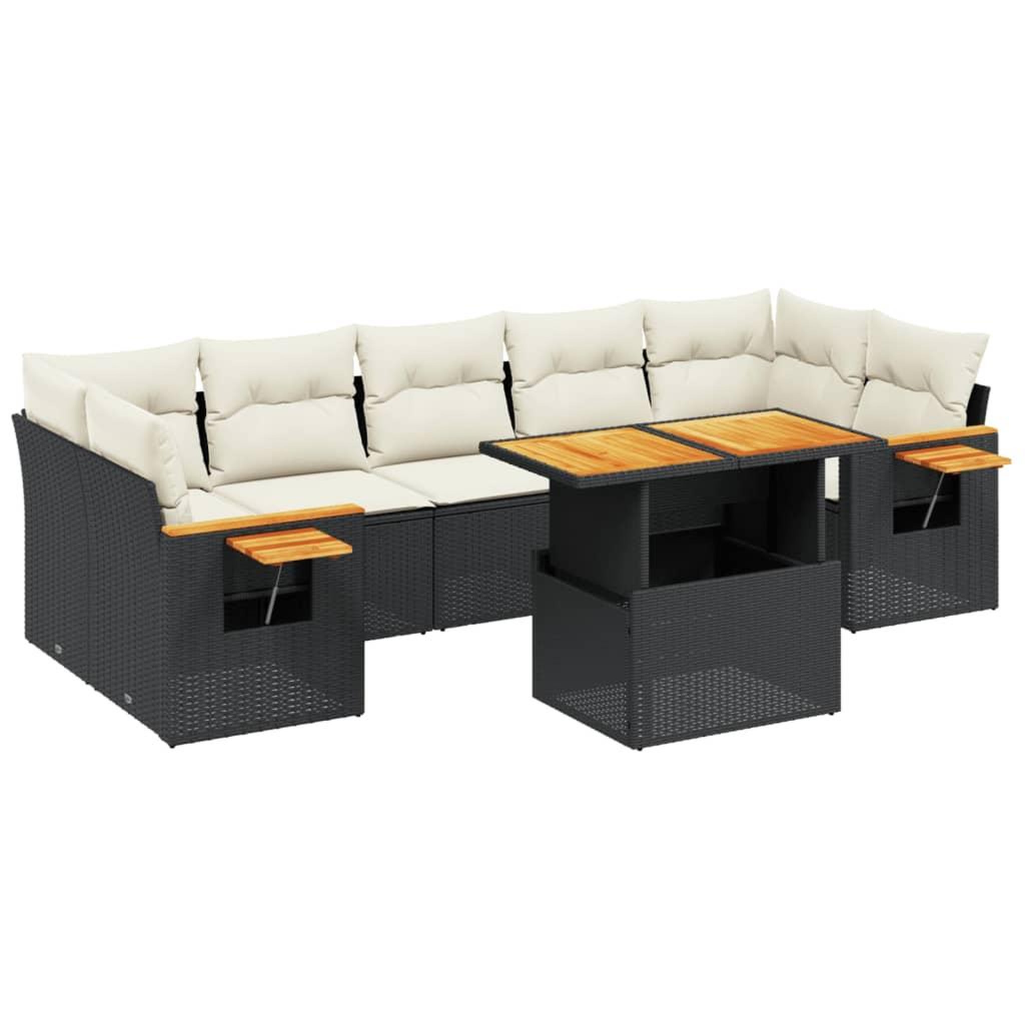 Voir la diapositive 2 : VIDAXL Salon de jardin 8 pcs avec coussins noir resine tressee