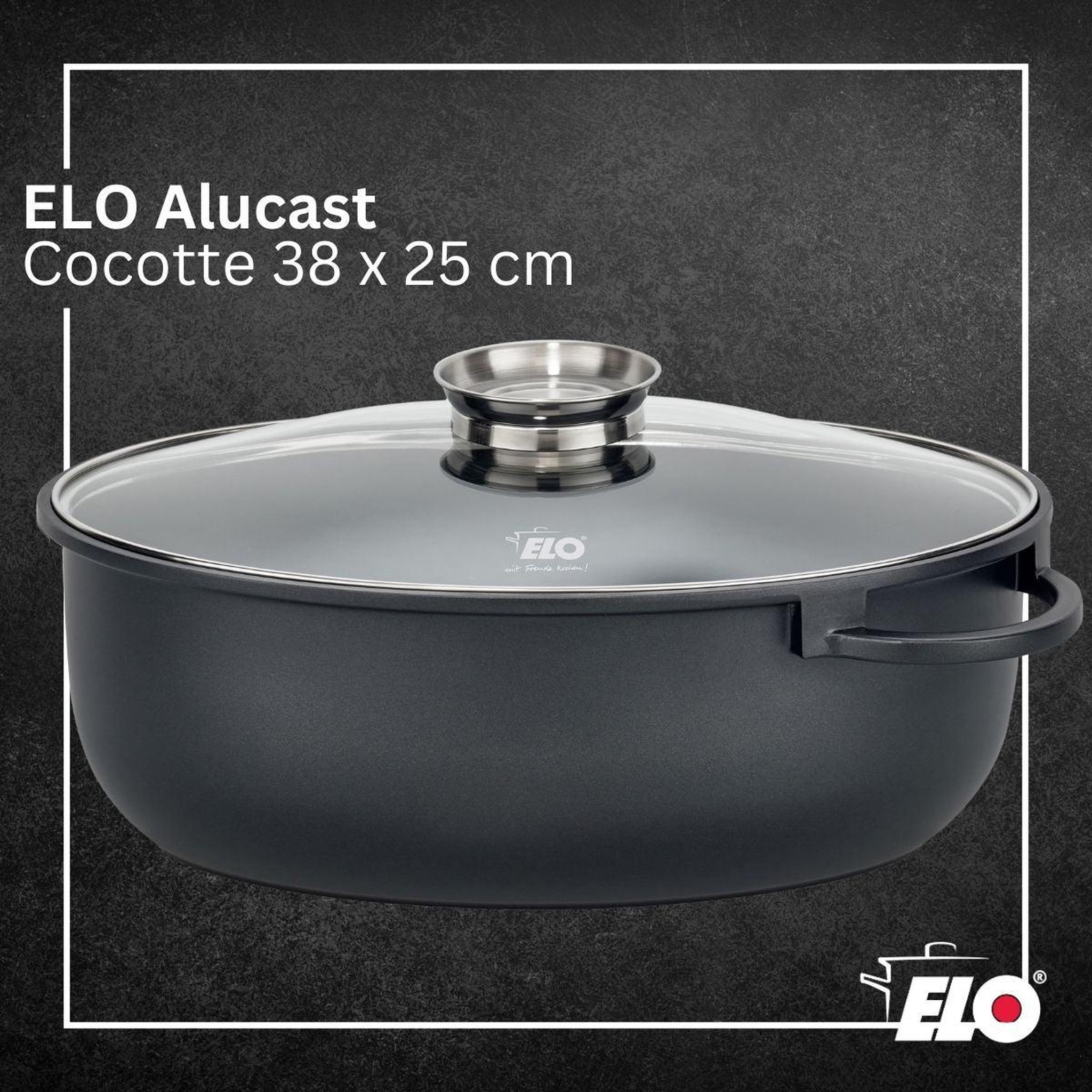 Voir la diapositive 2 : ELO Cocotte 38 x 25 cm en fonte aluminium antiadhésive 7 l elo alucast