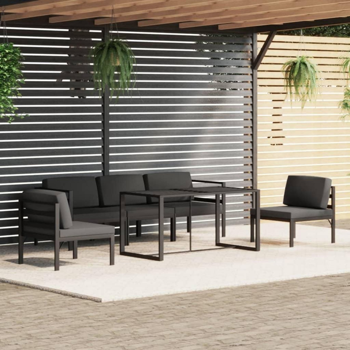 VIDAXL Salon de jardin 6 pcs avec coussins Aluminium Anthracite