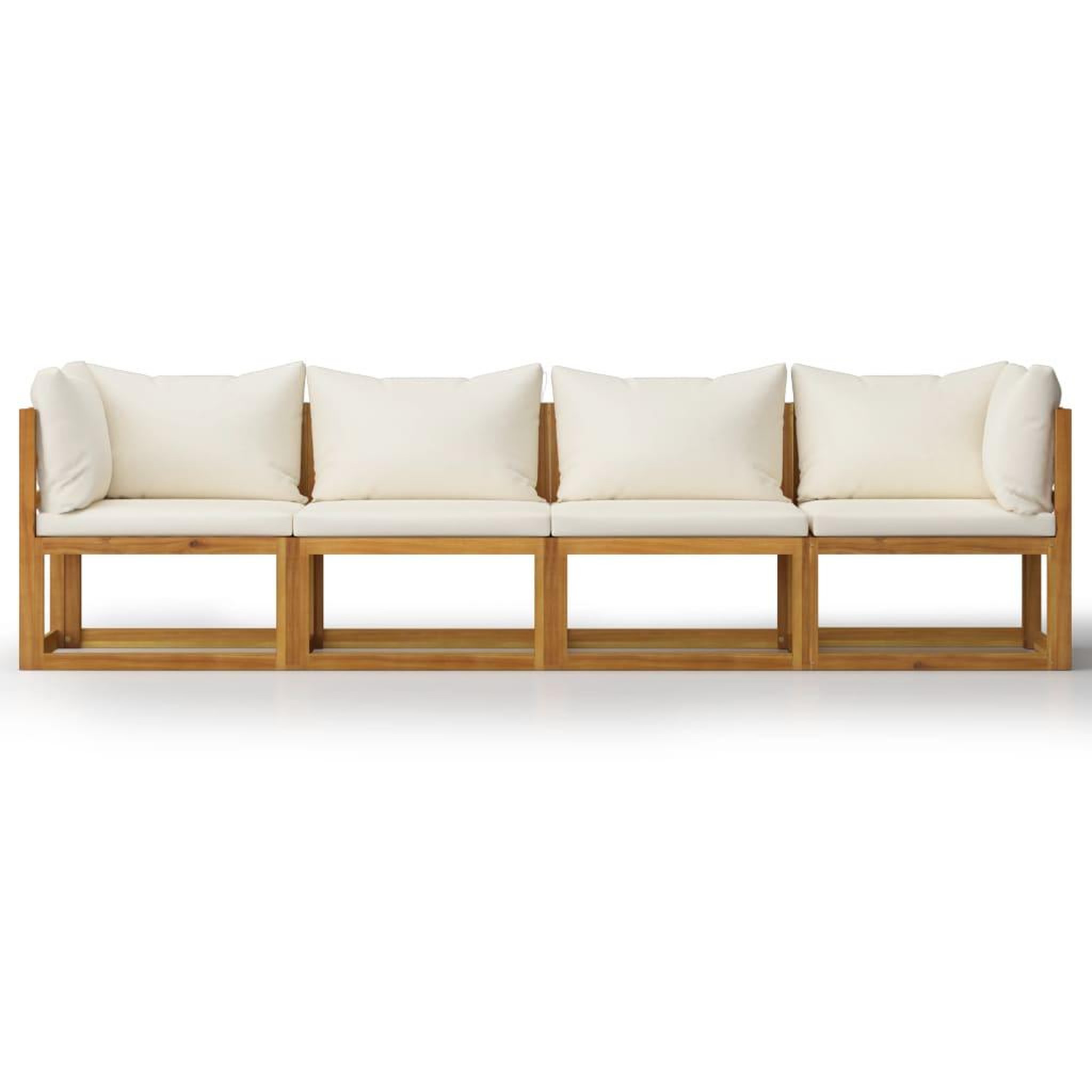 Voir la diapositive 3 : VIDAXL Canape de jardin a 4 places avec coussin Creme Bois d'acacia