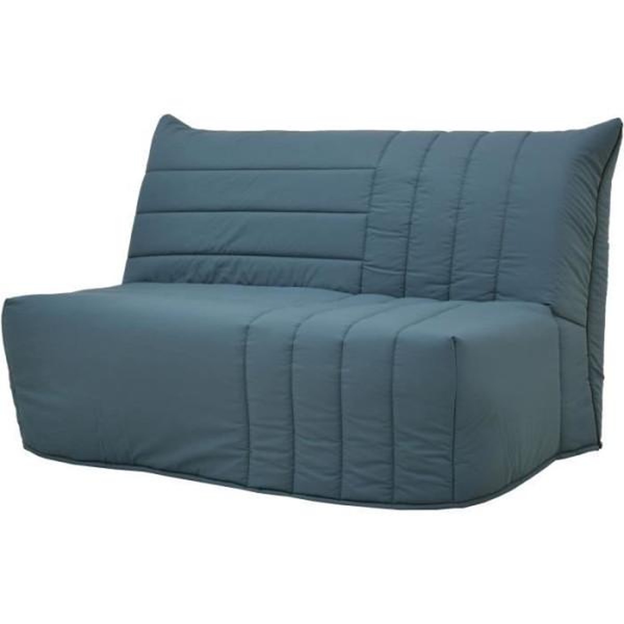Voir la diapositive 3 : MARKET24 Banquette BZ 2 places BECCI - Tissu bleu de prusse - Matelas Bultex - L142 x P101 x H95cm - Fabrication française