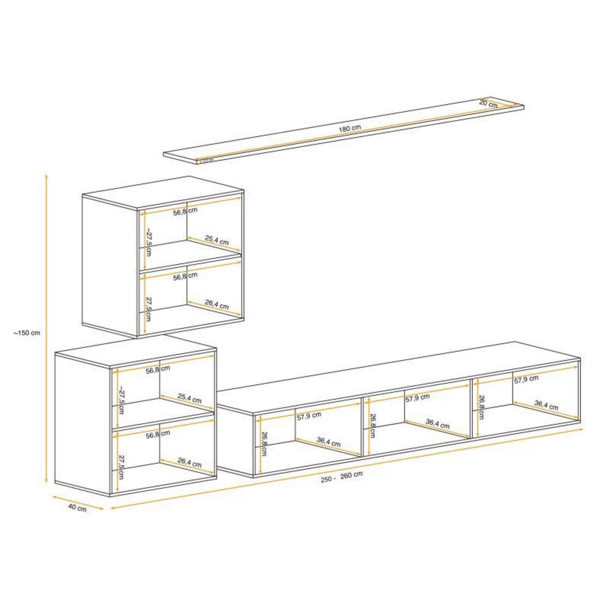 Paris Prix Meuble TV Mural Design  Switch V  250cm Noir