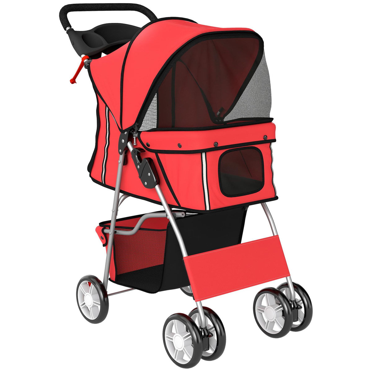 PAWHUT Poussette buggy pliable pour chiens tissu 600D Oxford imperméable 4 roues gris clair
