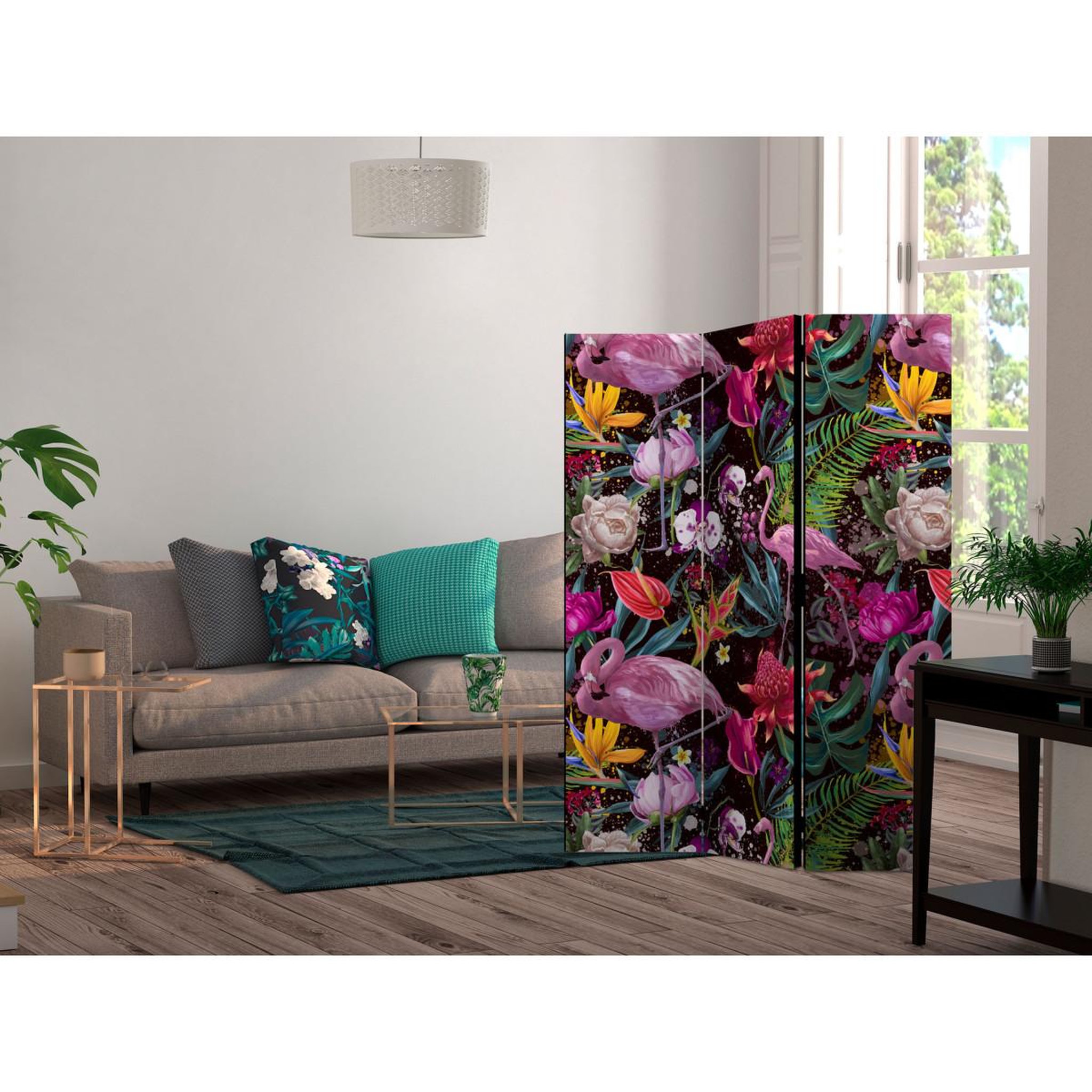 Voir la diapositive 2 : Paris Prix Paravent 3 volets  colorful exotic  135x172cm